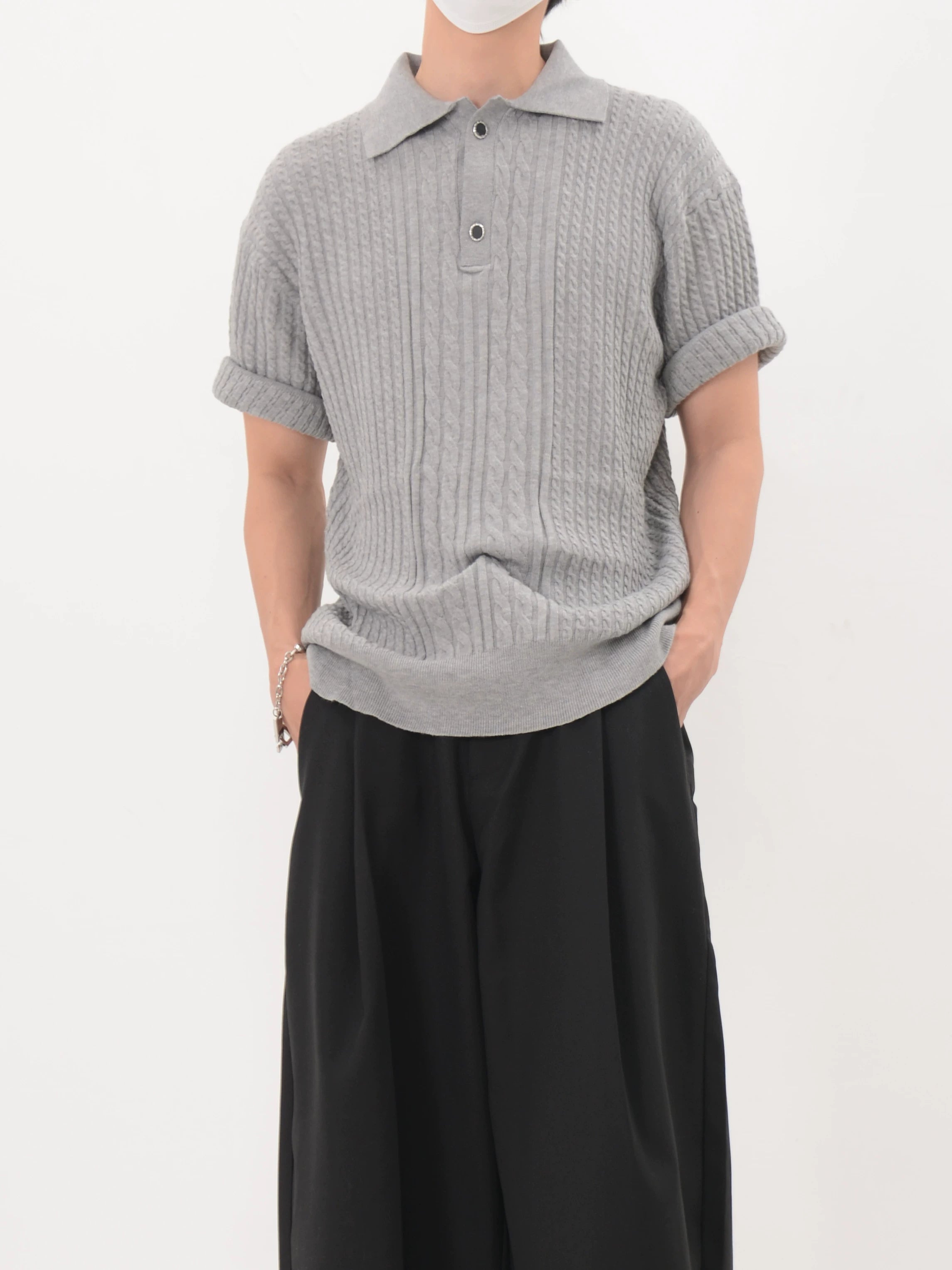 Cable Ridge Knit Polo