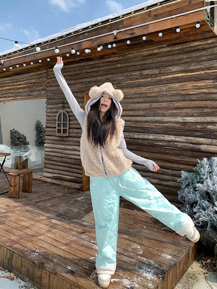 Frosty Polka Puff Fleece Cuff Pants