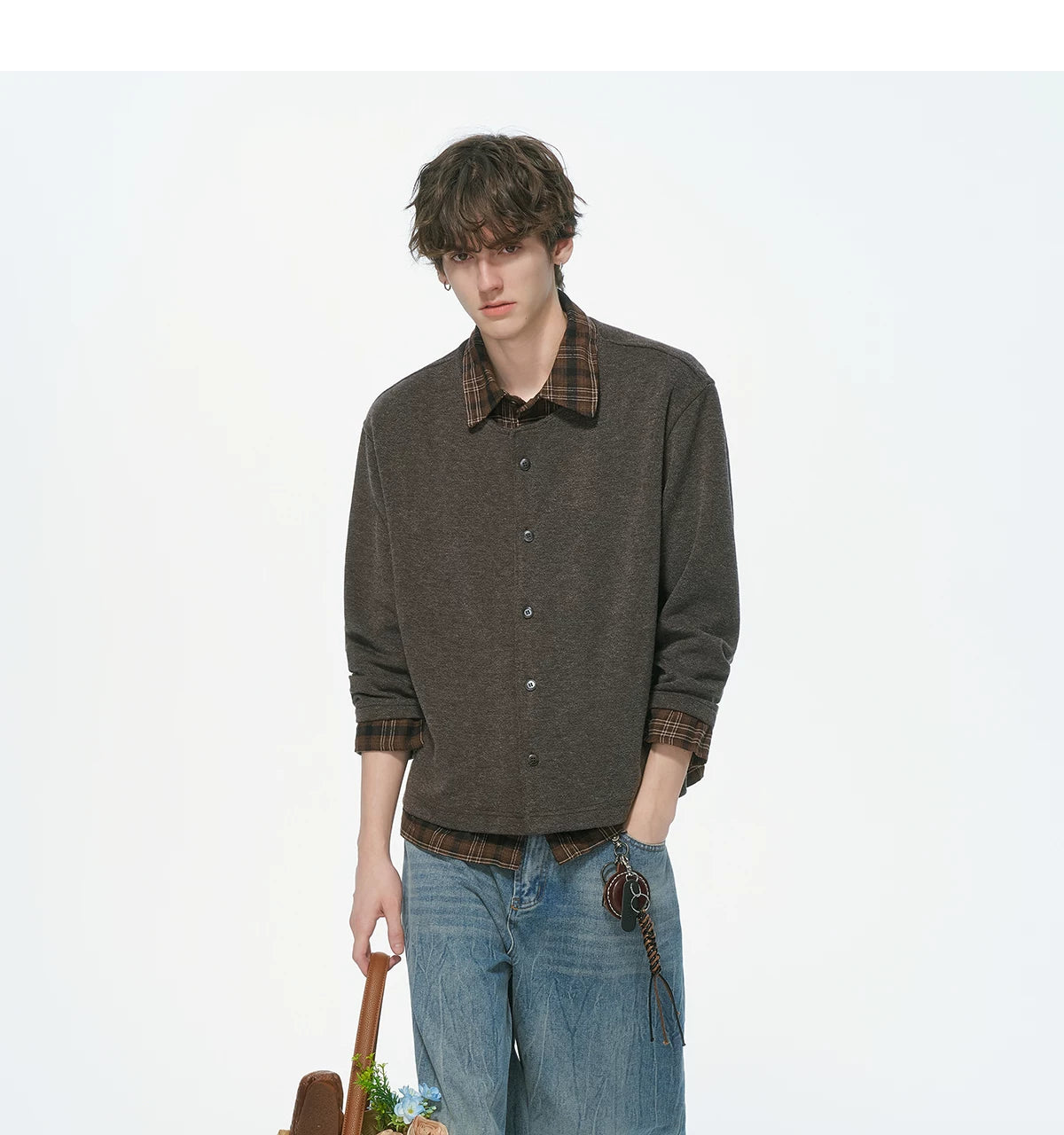 Hearthlayer Plaid Collar Knit Shirt