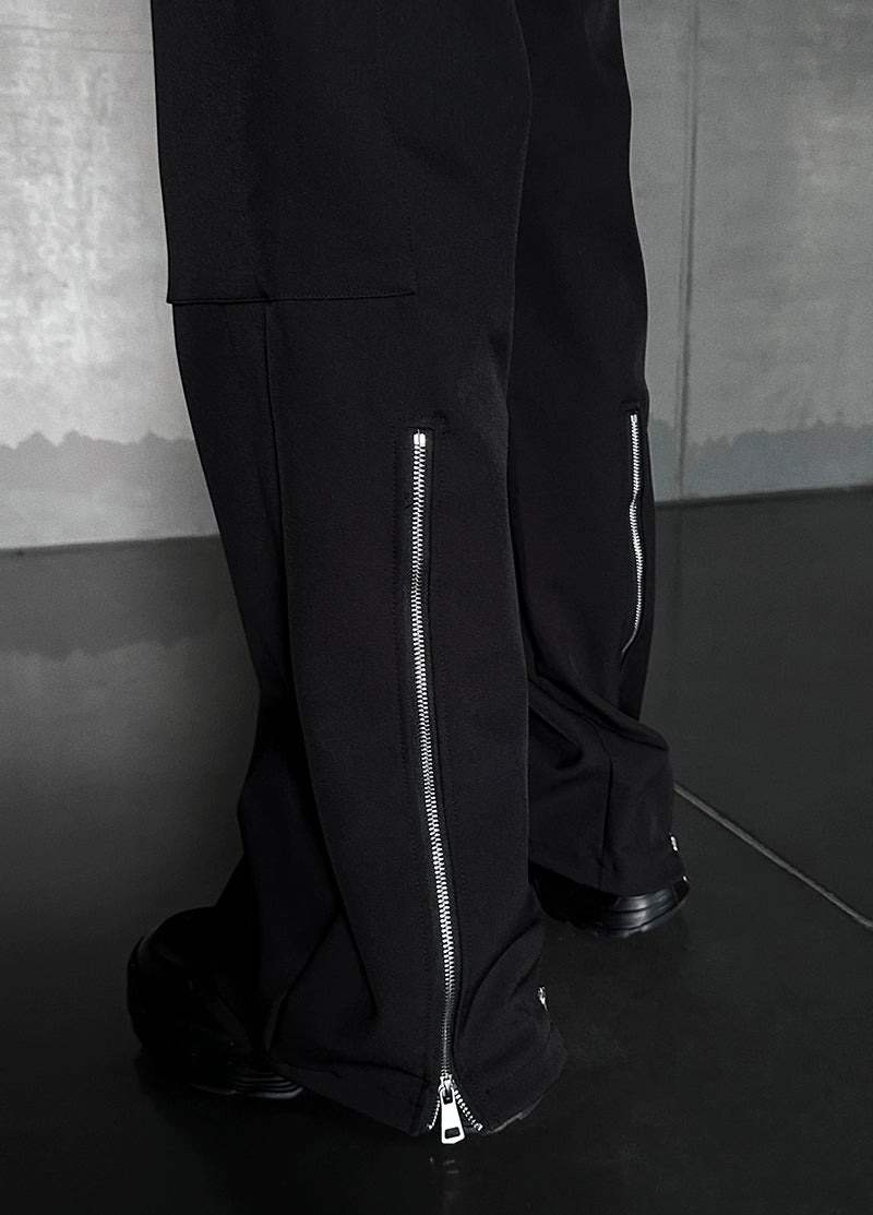 Black Techwear Cargo Pants with Chain