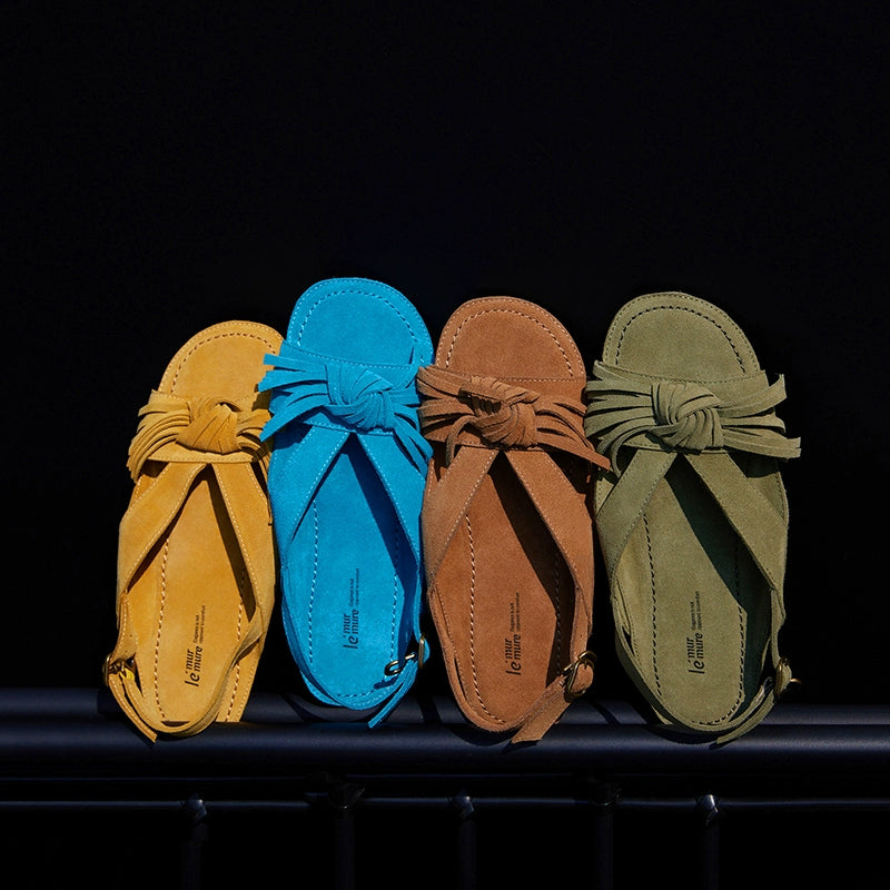Colorful Suede Knotted Sandals