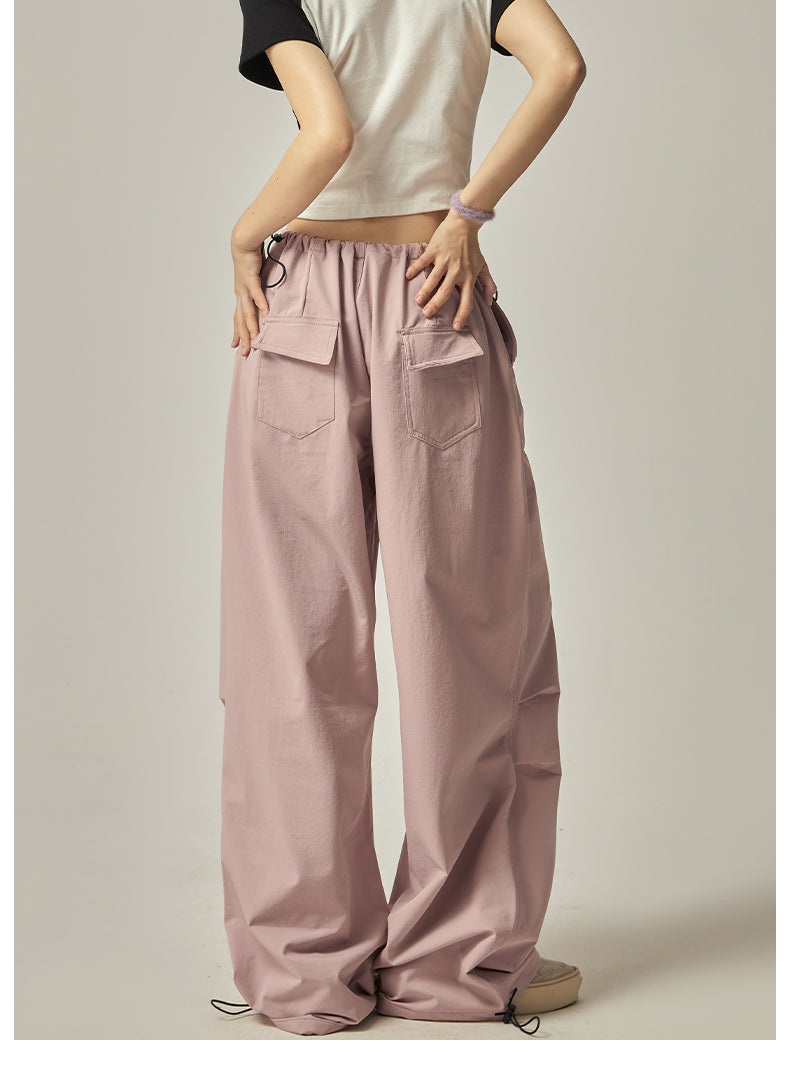 Pink Wide Leg Cargo Pants