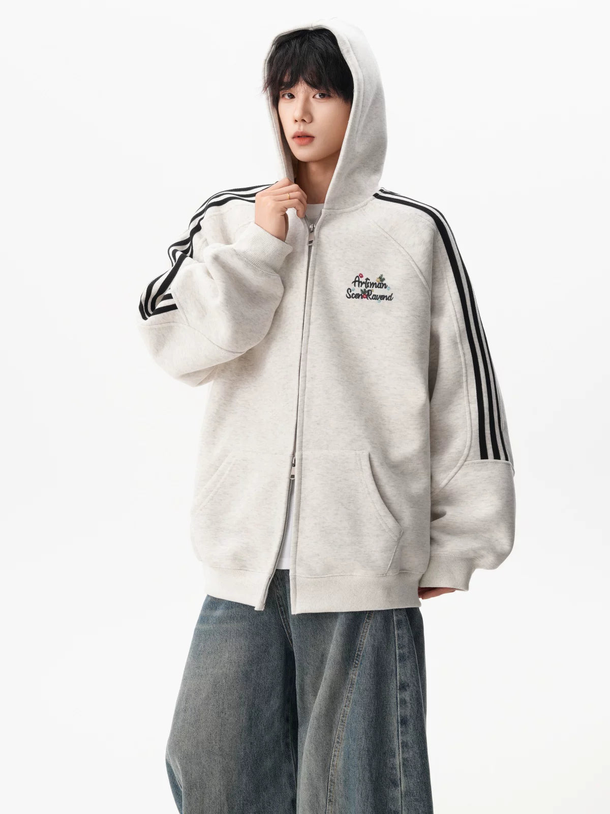 Triple Track Heather Zip Hoodie