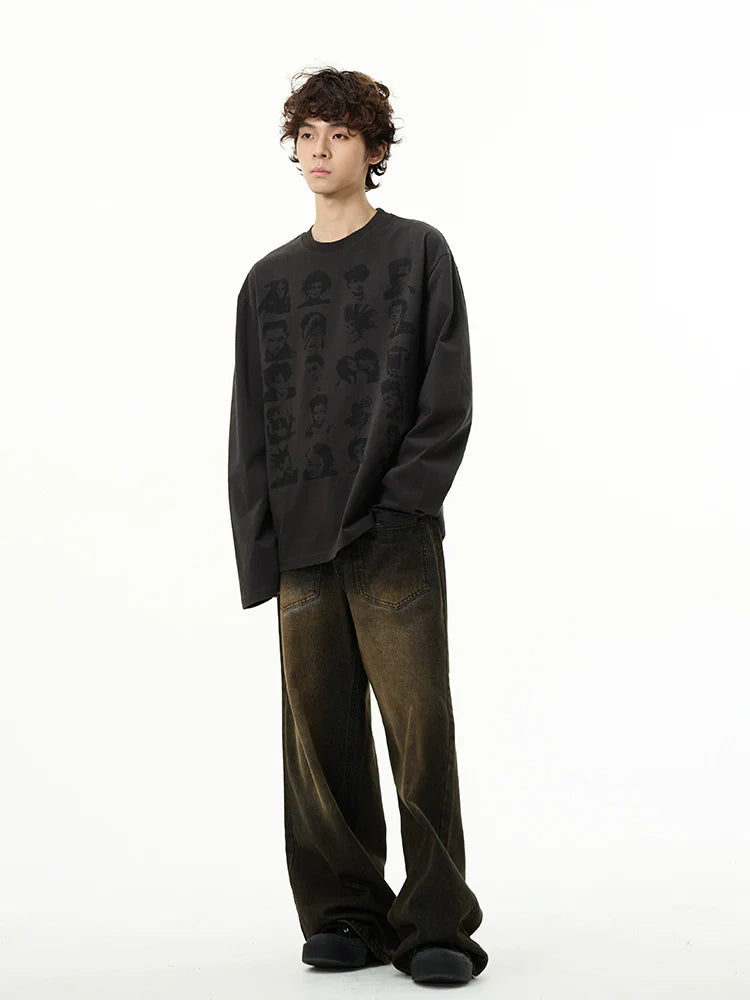 Whimsical Character Print Long Sleeve Tee - chiclara