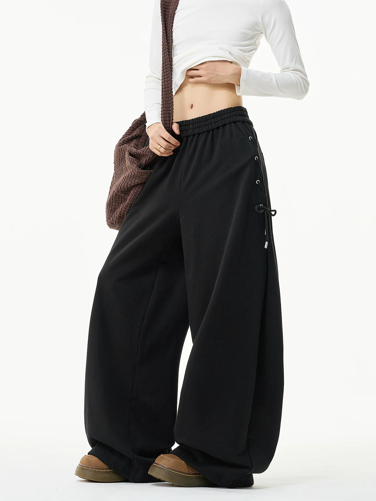 Side-Lace Drift Wide Sweatpants