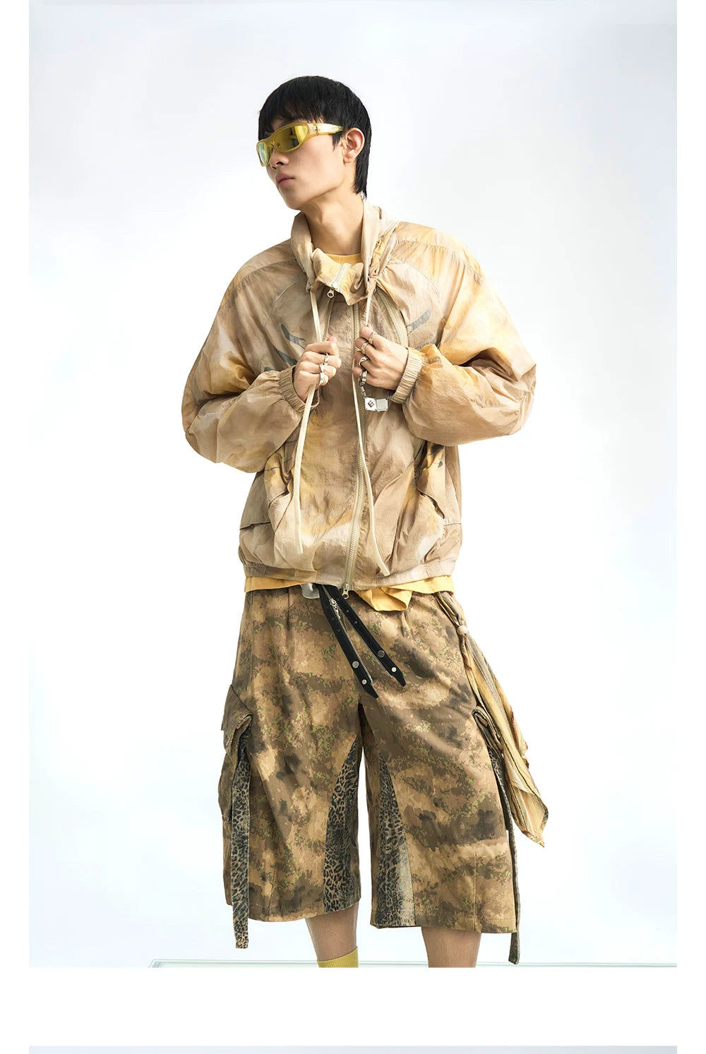 Skeleton Print Hooded Windbreaker Jacket