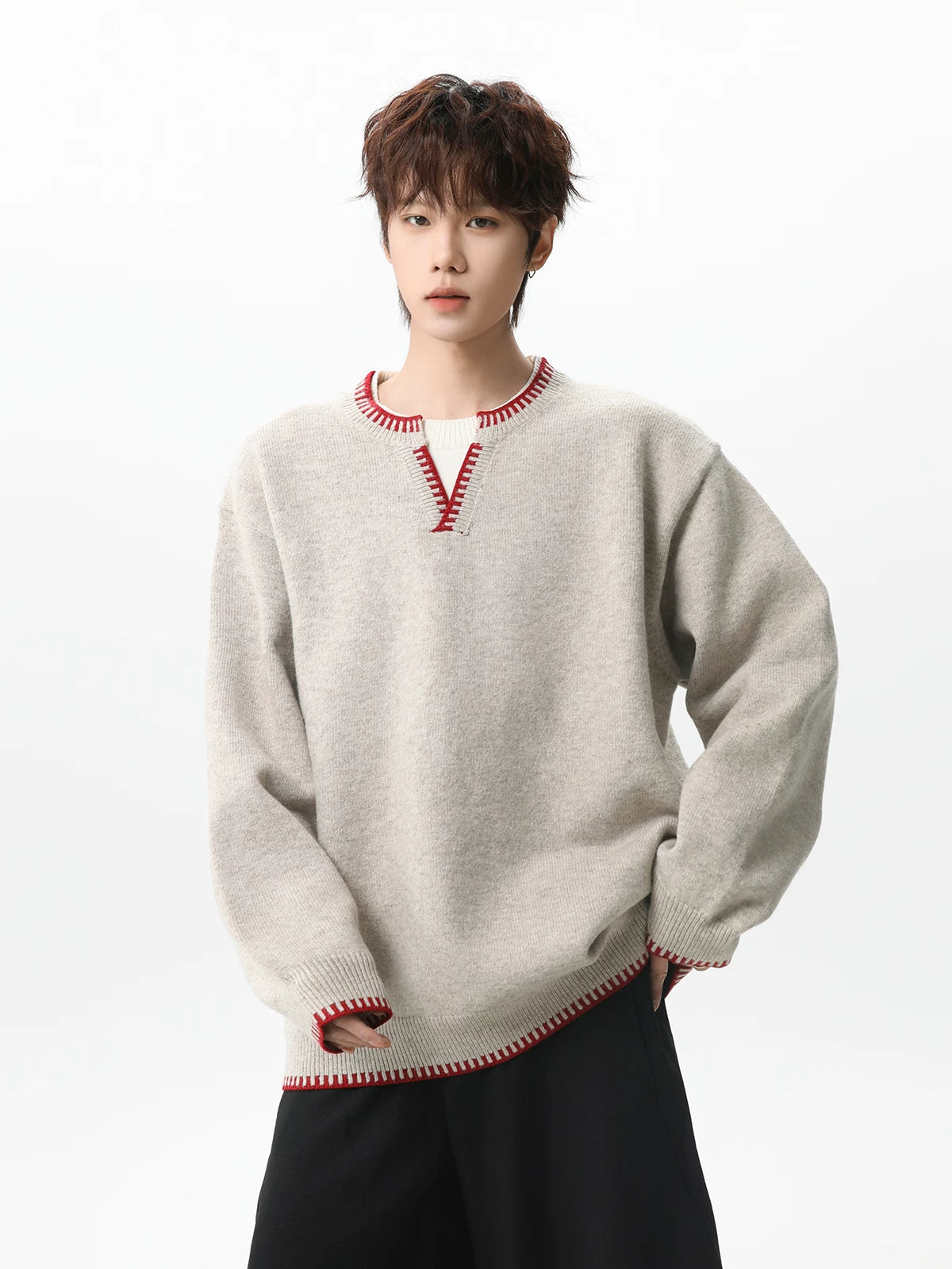 Ember Stitch Charcoal Knit Pullover