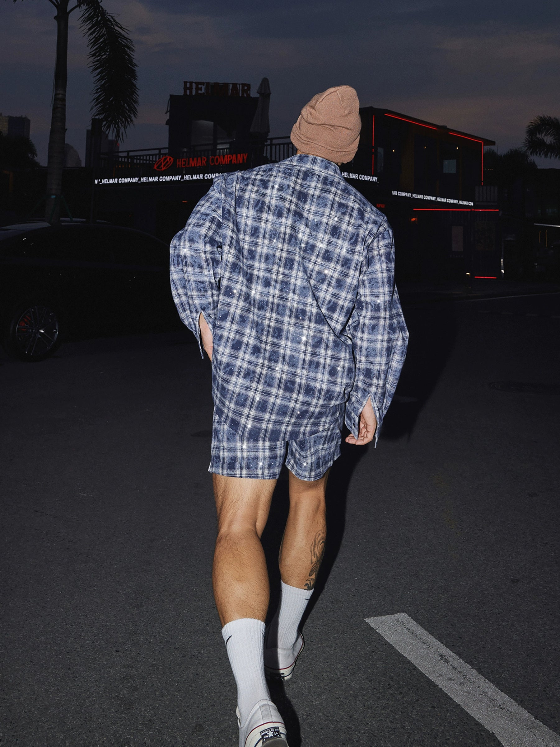 Blue Plaid Shirt and Shorts Set