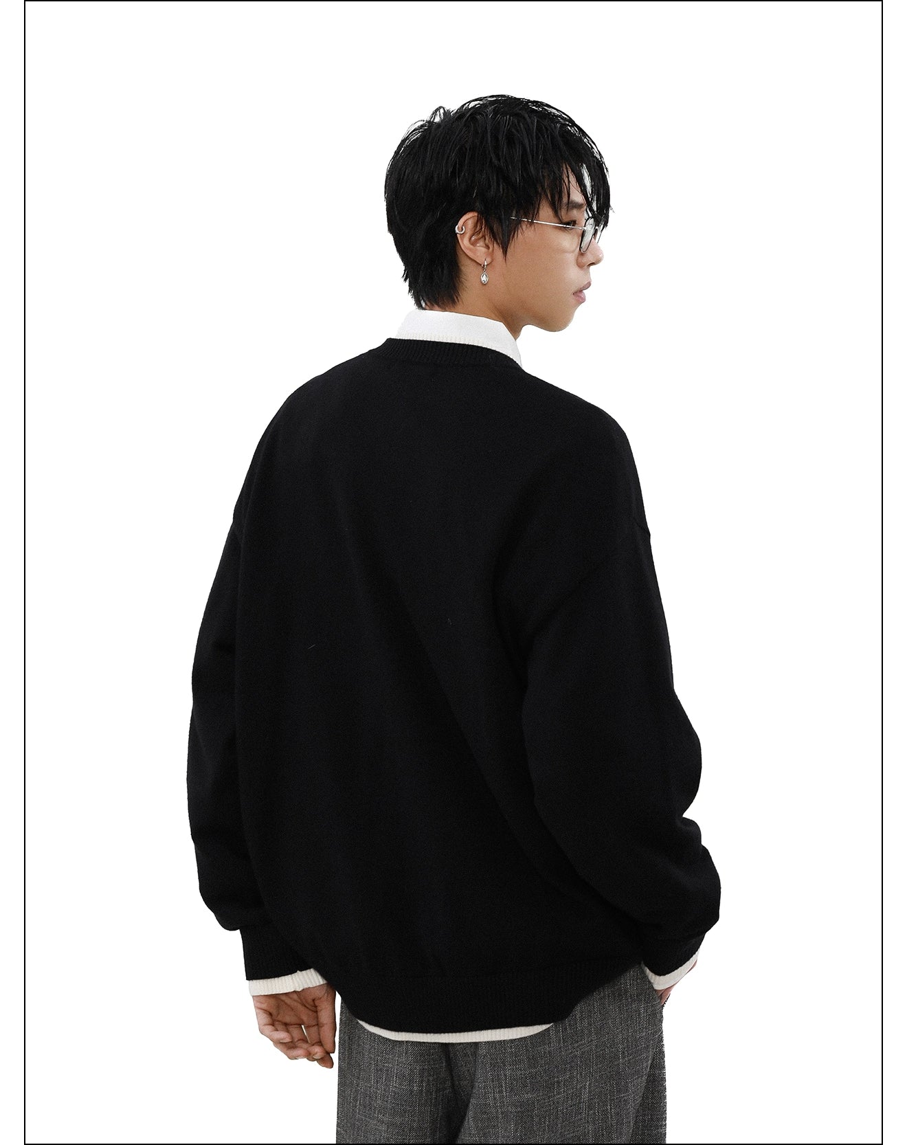 Ink Edge Contrast Knit Cardigan