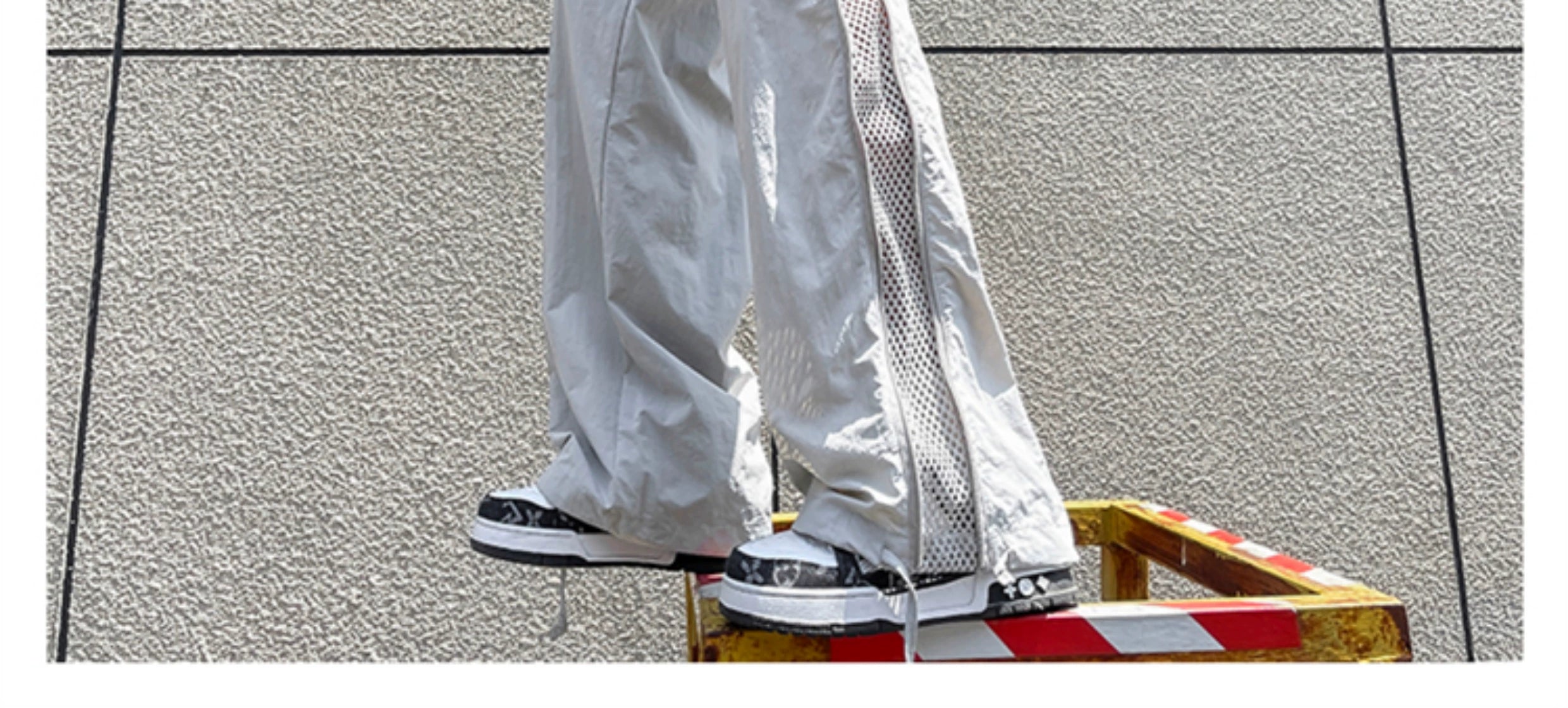 Mesh Panel Wide Leg Pants