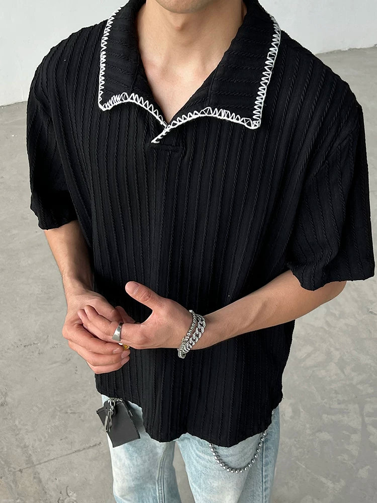 Edge Textured Knit Polo