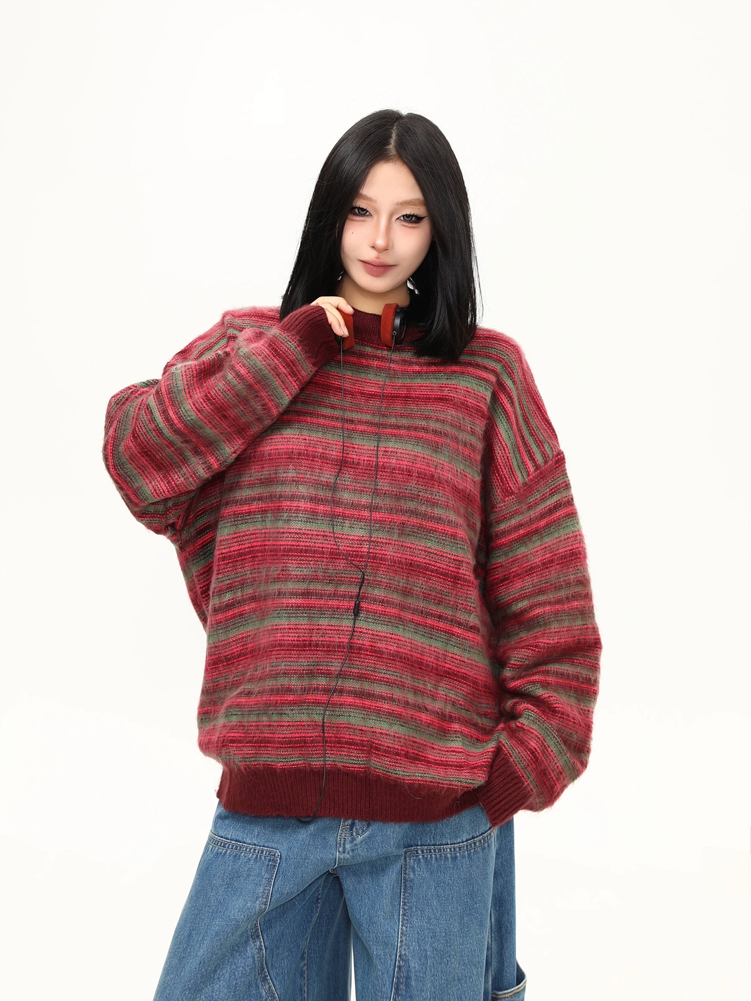 Mulled Berry Stripe Knit Sweater