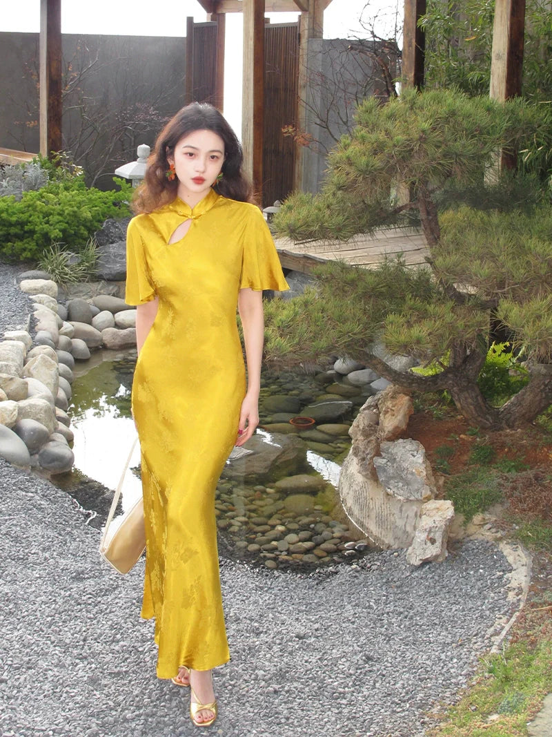 Modern Cheongsam with Flutter Sleeves