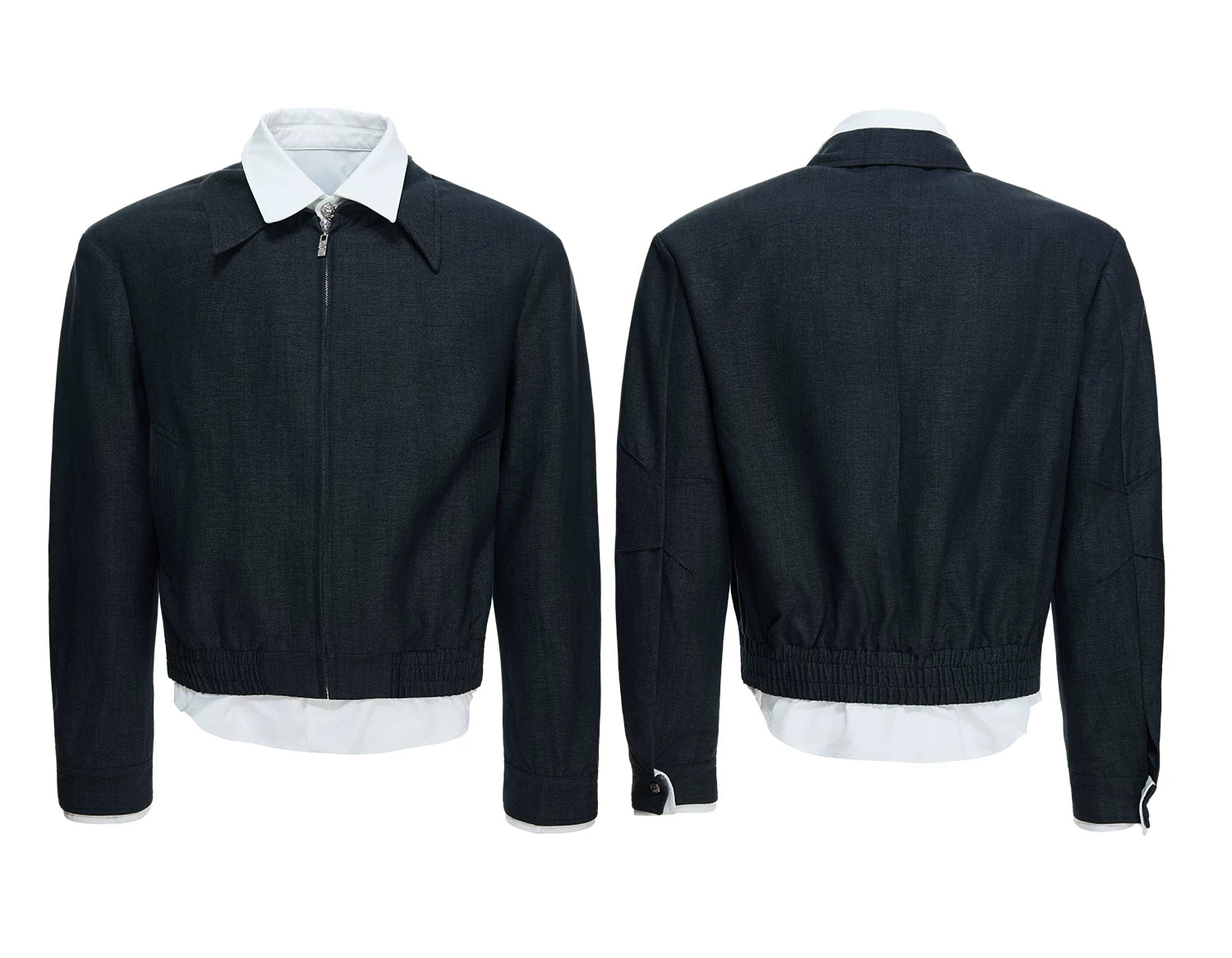 False-Layer Collar Zip Blouson