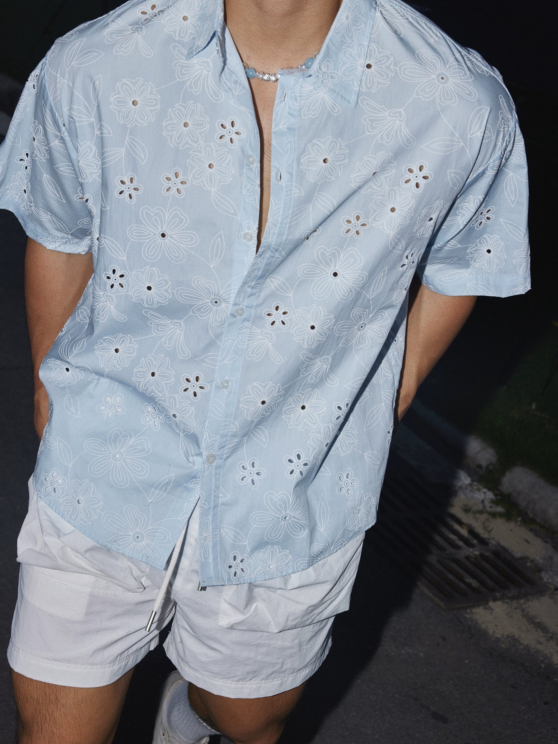 Floral Eyelet Short Sleeve Shirt