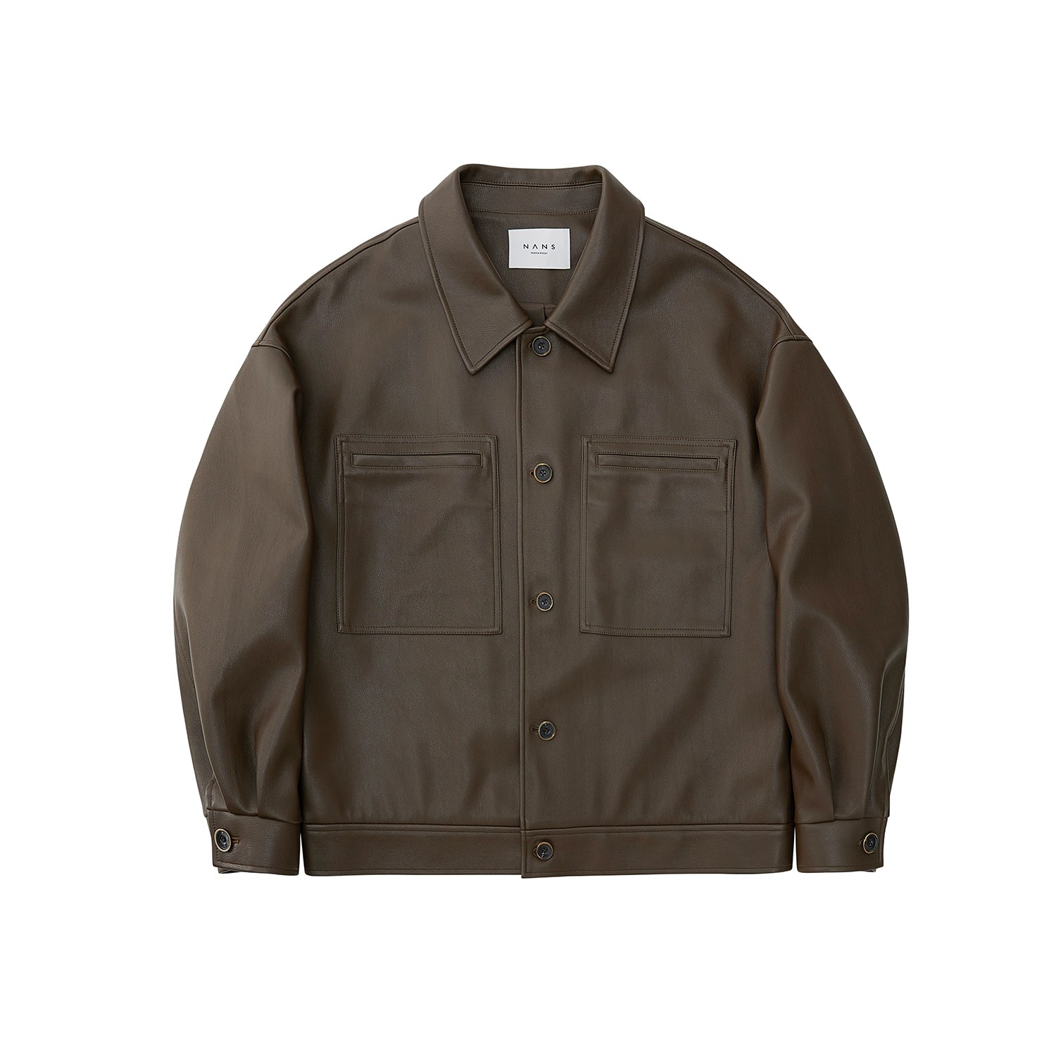 Chaqueta de cuero PU de gran tamaño de cuello cuadrado