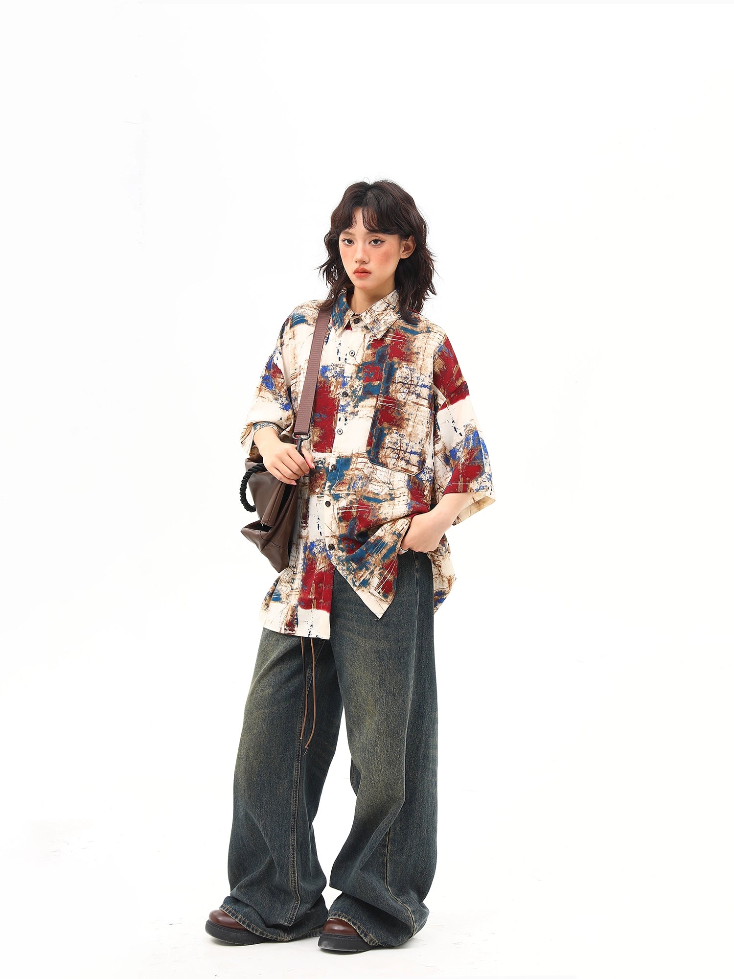 Abstract Print Oversized Shirt