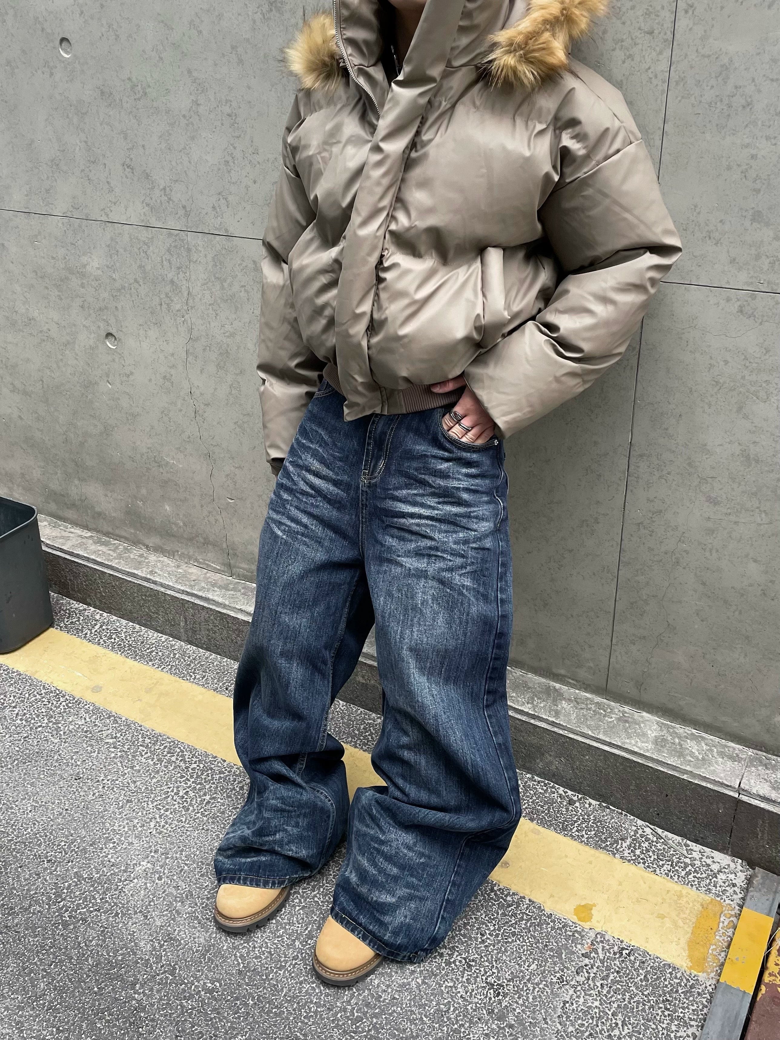 Indigo Rinse Wide Leg Jeans