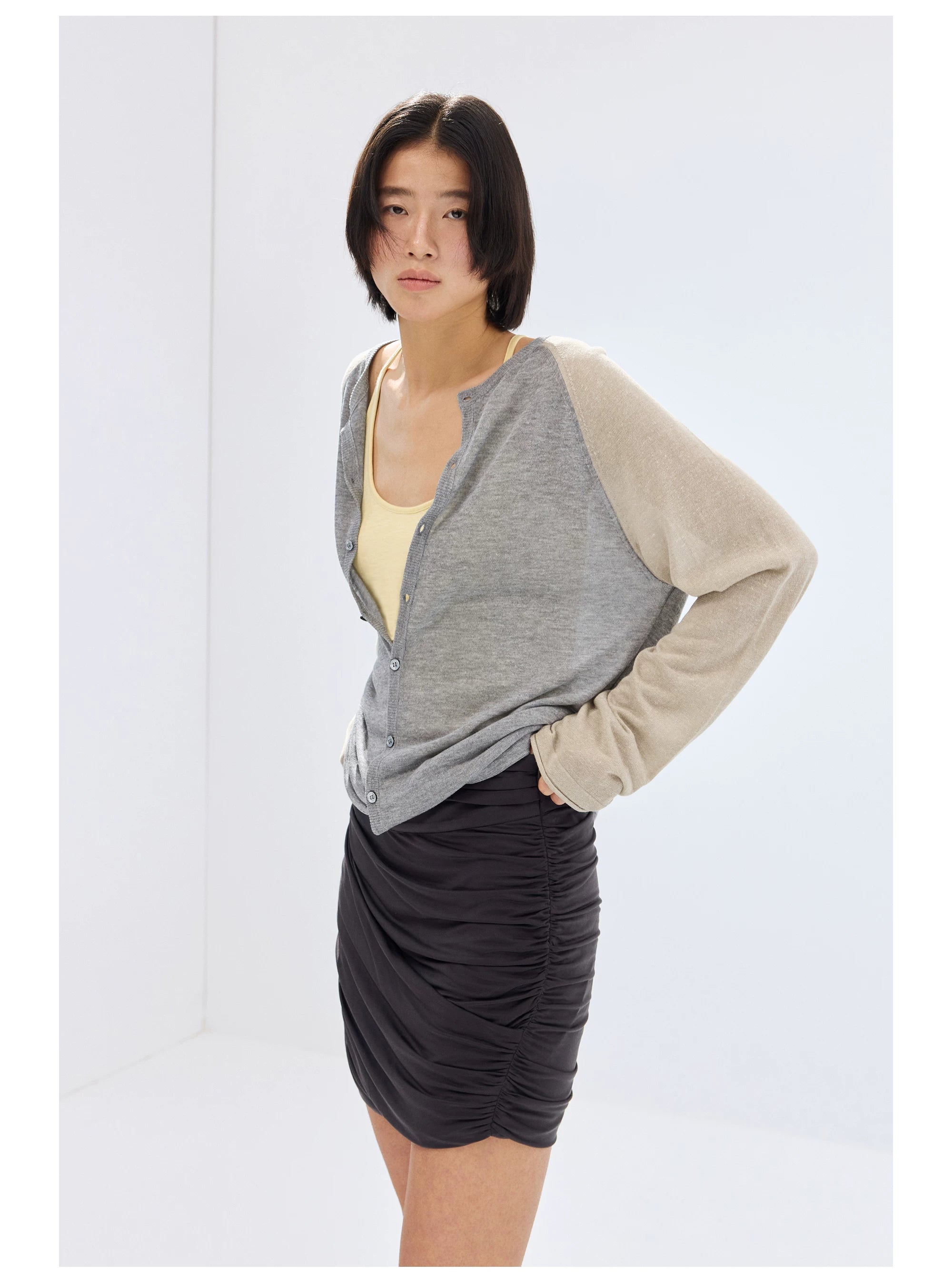 Ruched Cupro Mini Skirt