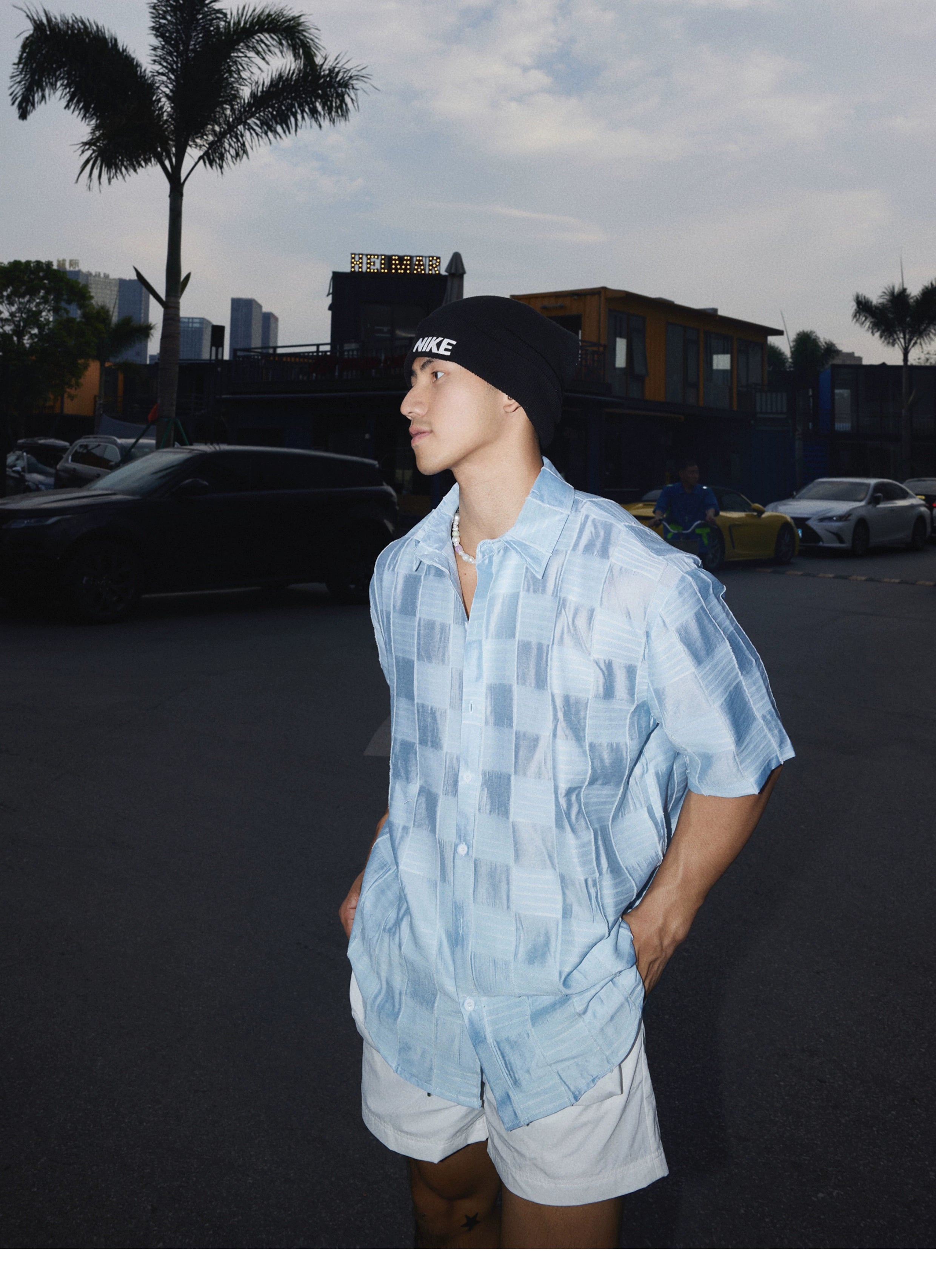 Textured Short Sleeve Button-Up Shirt