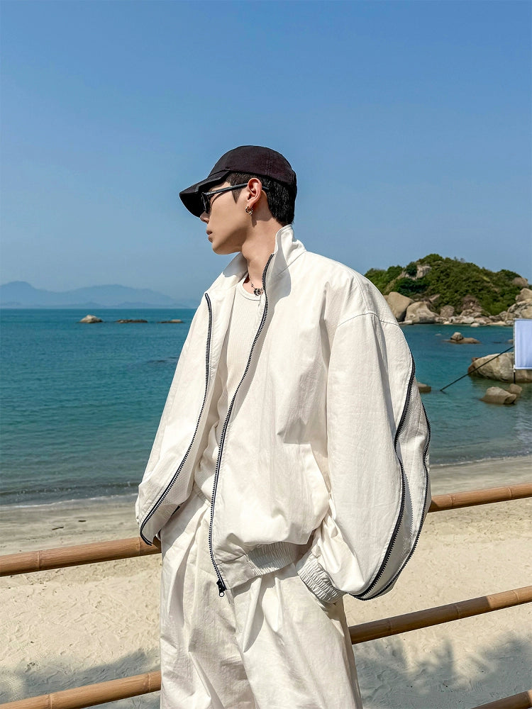 Coastal Breeze Zip Bomber Jacket