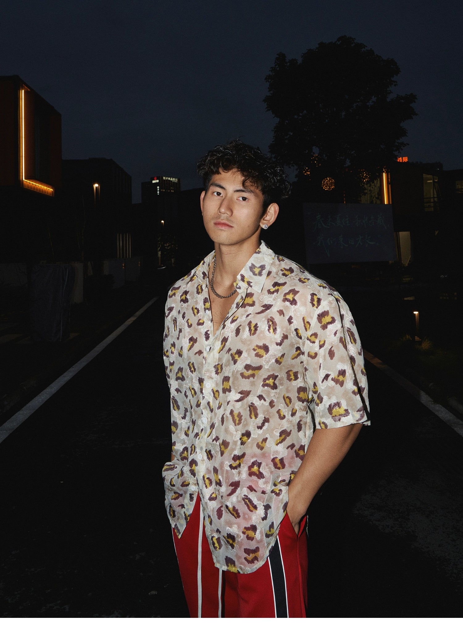 Sheer Abstract Print Summer Shirt