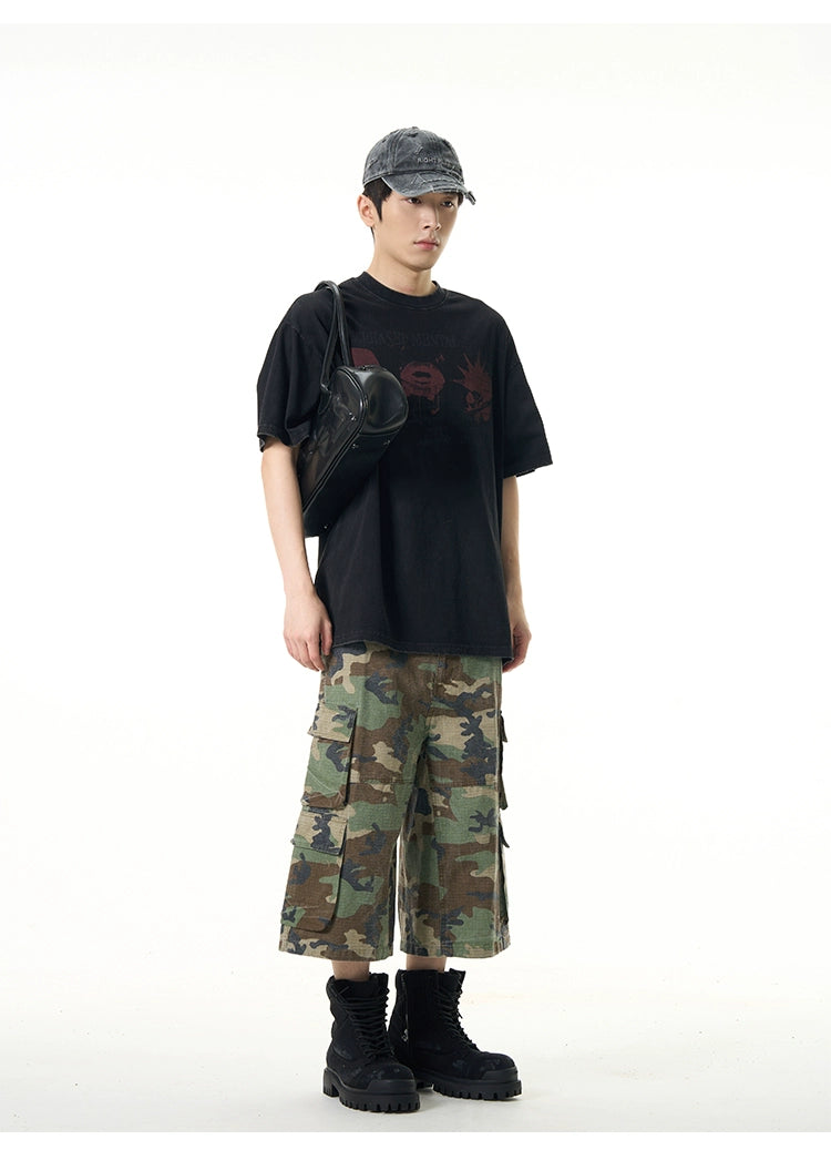 Black Oversized Graphic Tee with Red Print