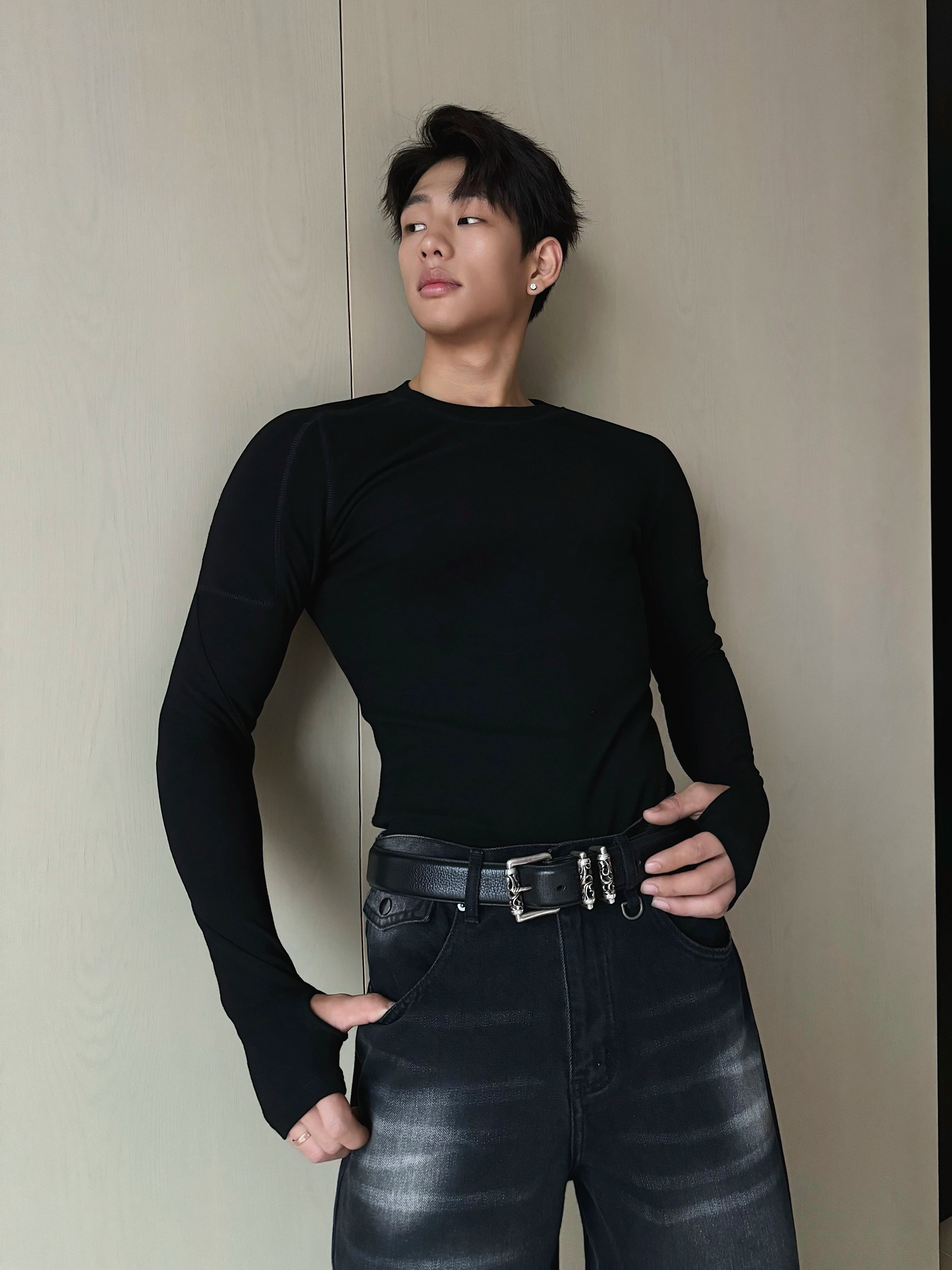 Black Slim Fit Long Sleeve Shirt