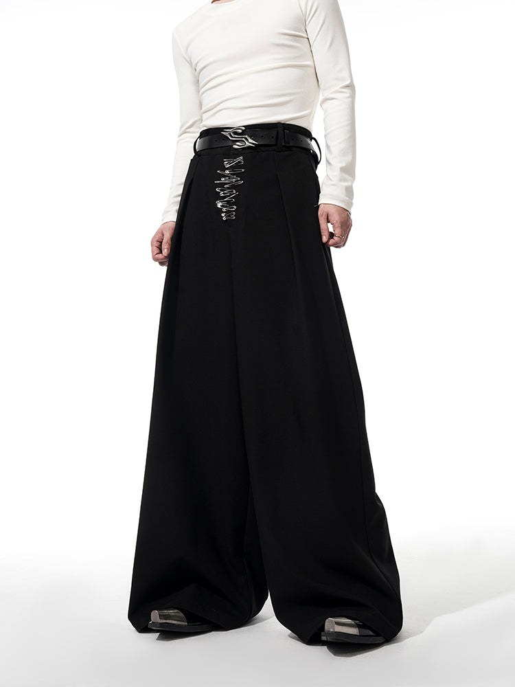 Wide-Leg Drape Pin Gothic Palazzo Pants