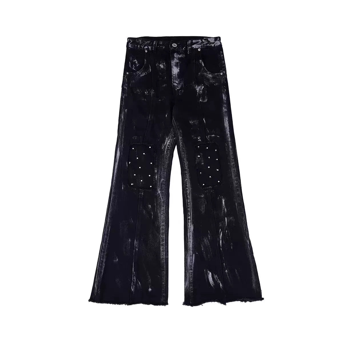 Black Studded Flare Denim Jeans
