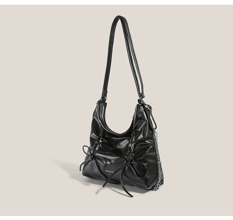 Midnight Ruffle Chain Shoulder Bag