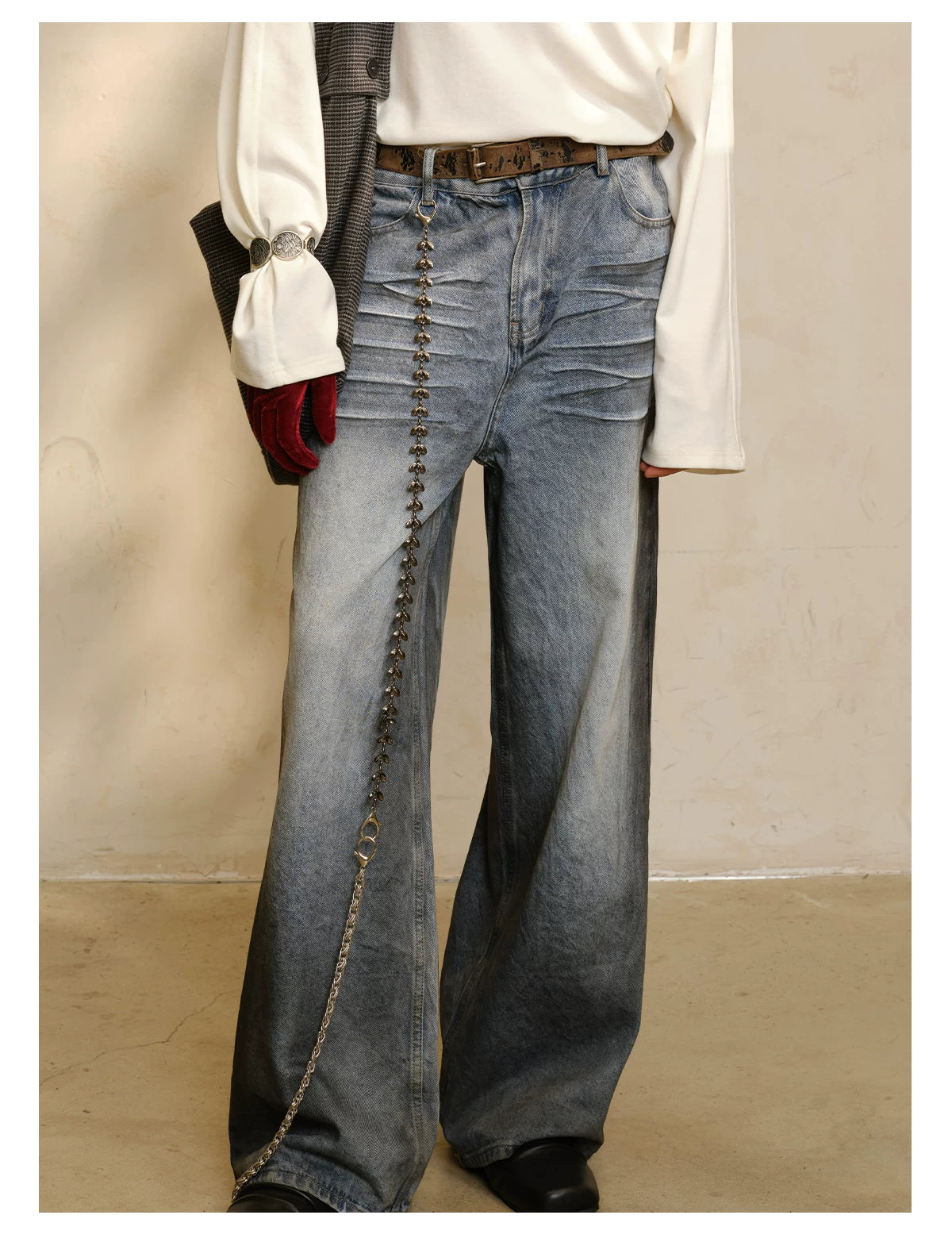 Distressed Pattern Leather Belt
