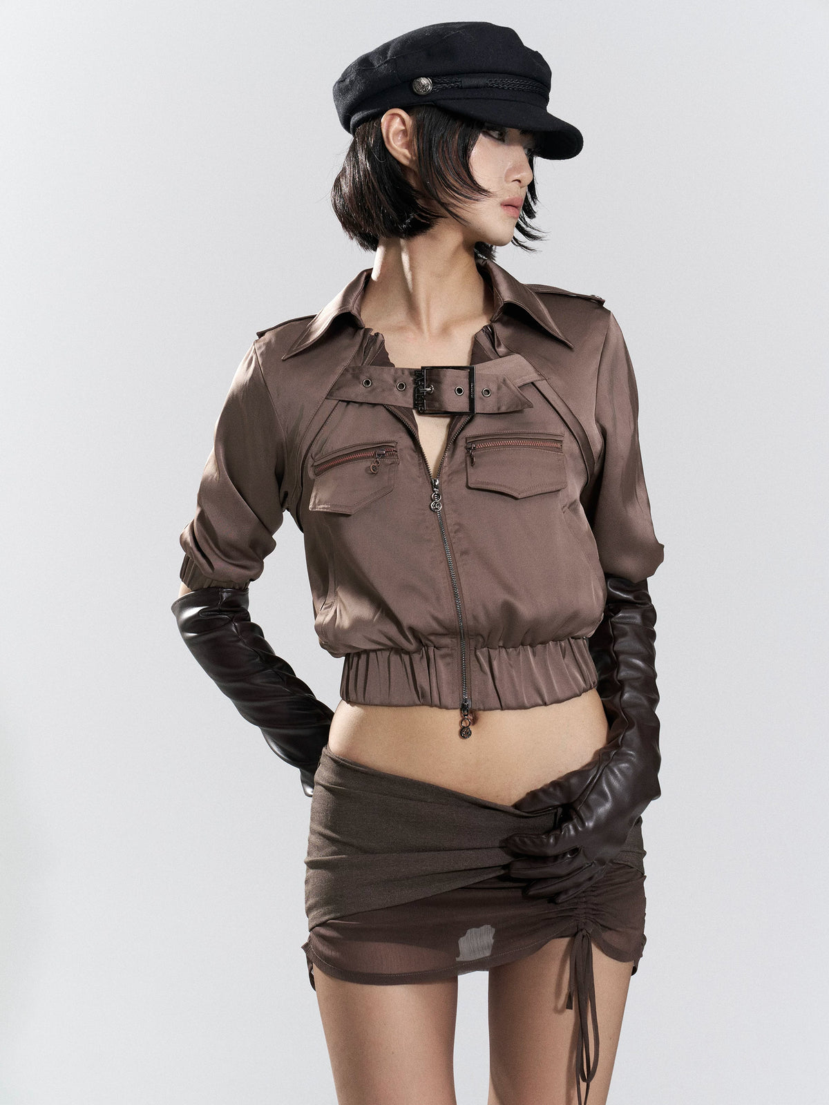 Rogue Buckle Cropped Utility Jacket