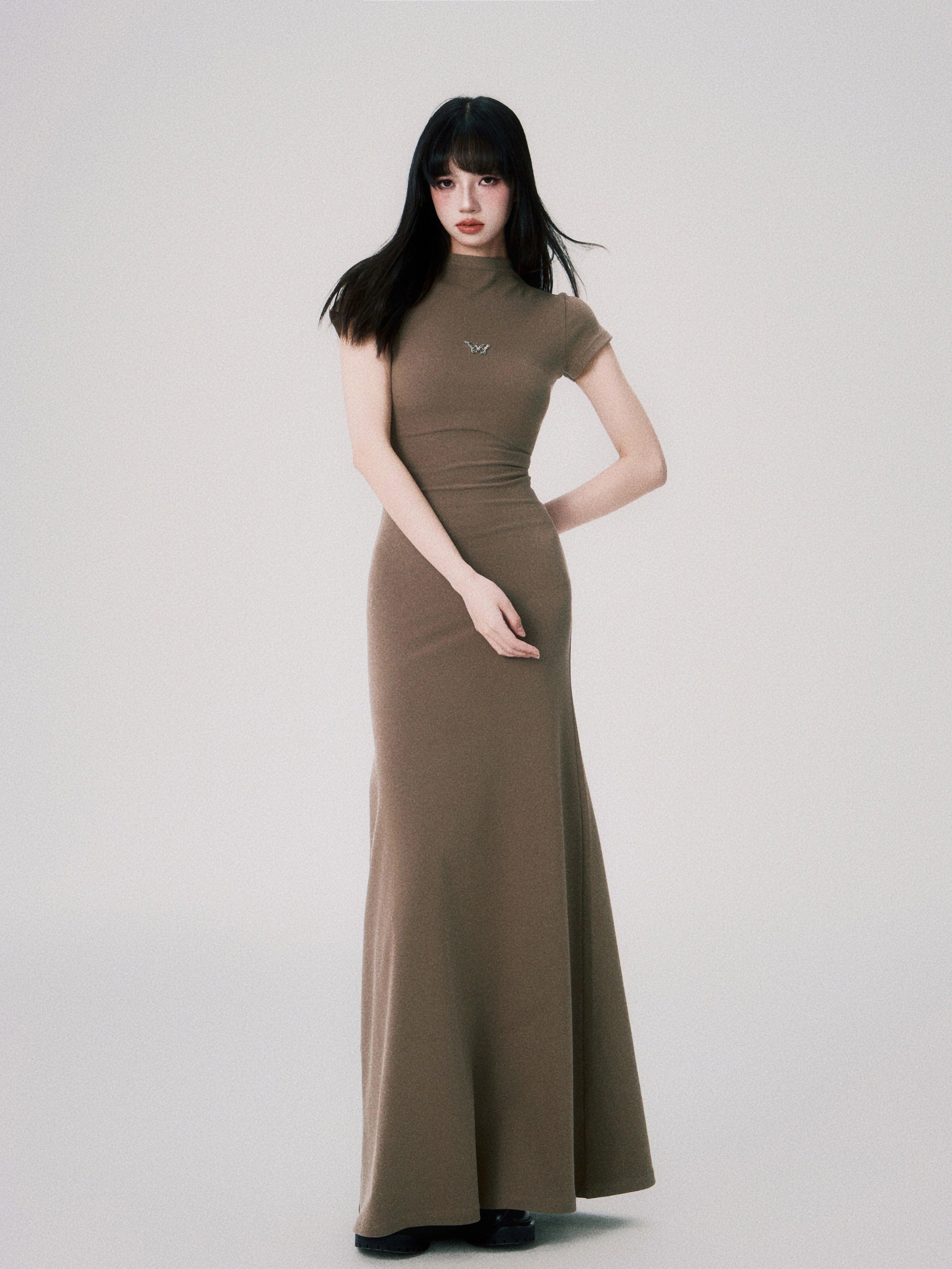 Luluswings Butterfly Emblem Fitted Maxi Dress - Women'S Elegant Evening Gown