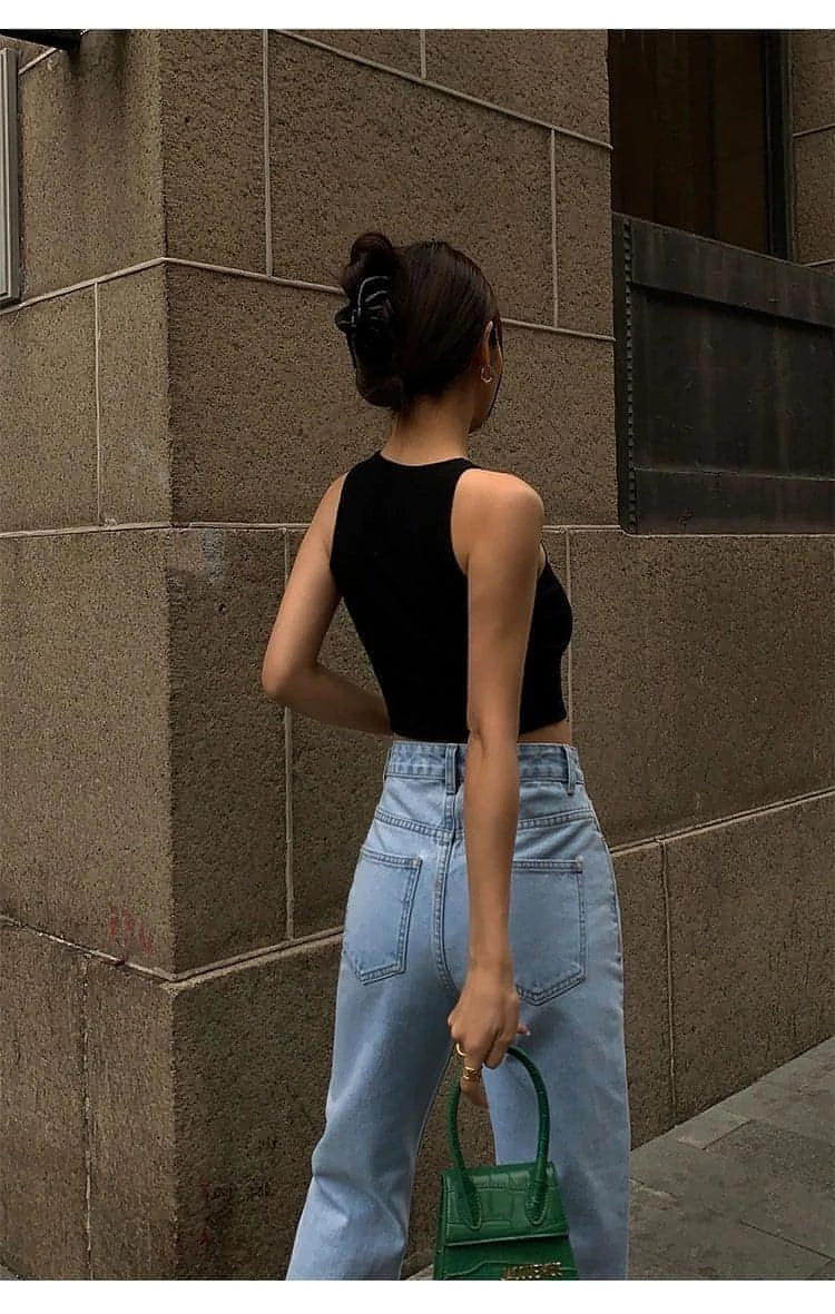 Summer Black Knitted Tank Top - chiclara