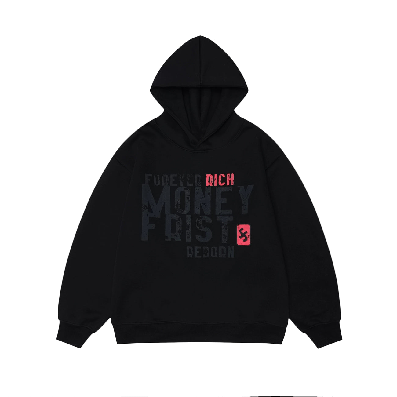 Money Frist Streetwear Black Hoodie
