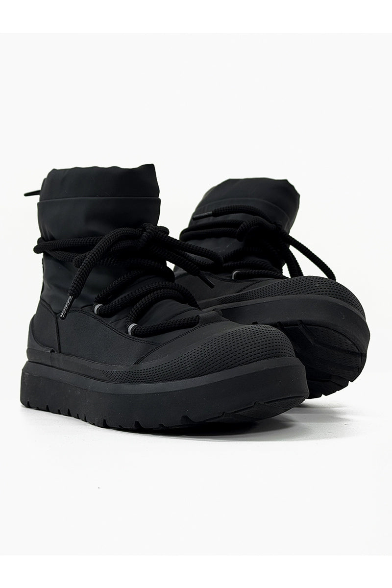 Black Winter Boots with Chunky Soles and Fleece Lining