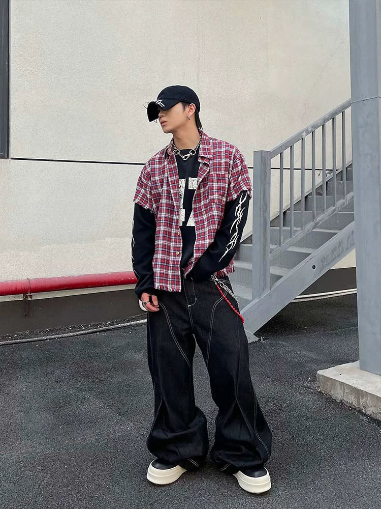 Grunge Layered Plaid Shirt