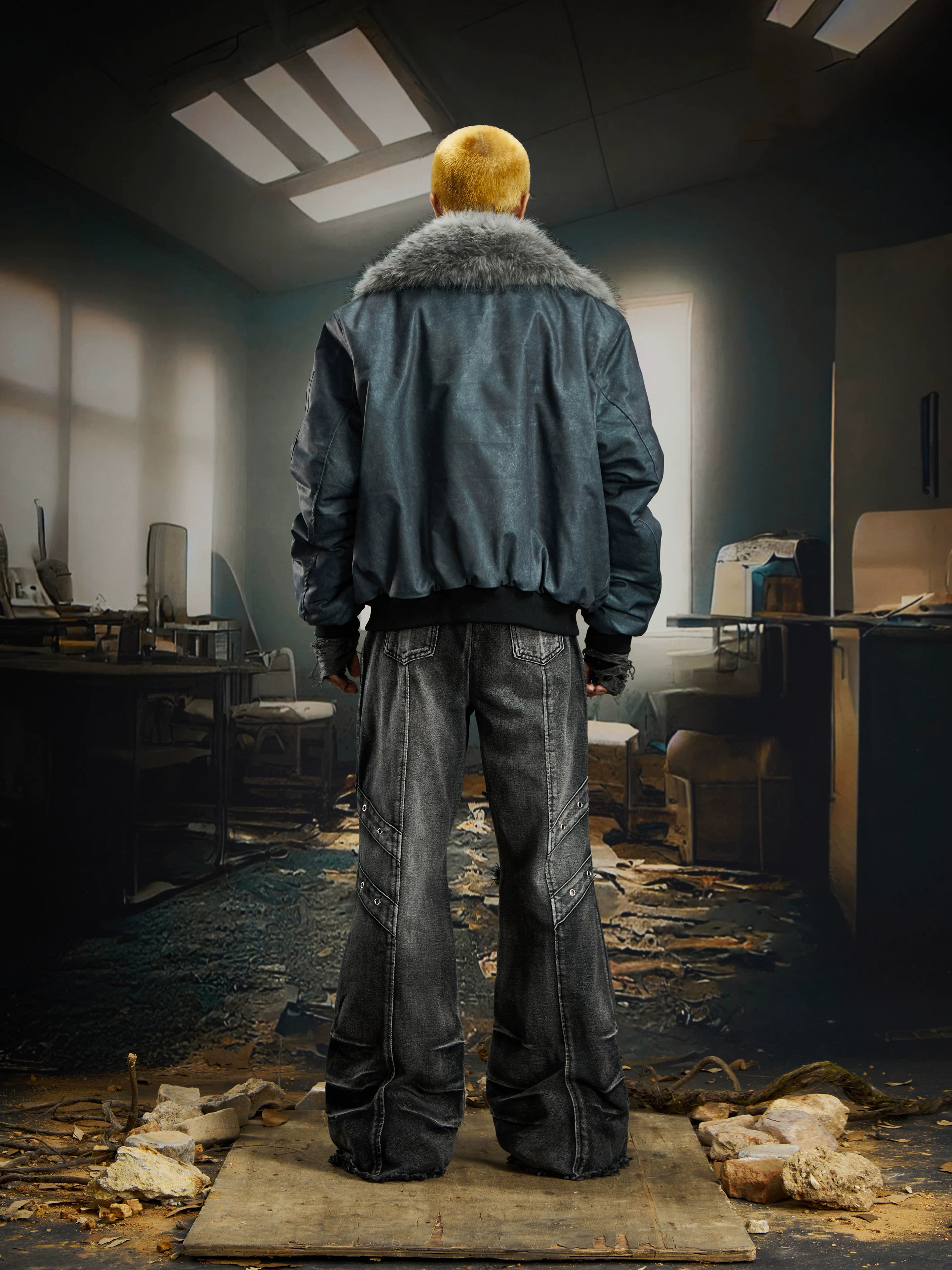 Ruinforge Shredded Cargo Flare Jeans