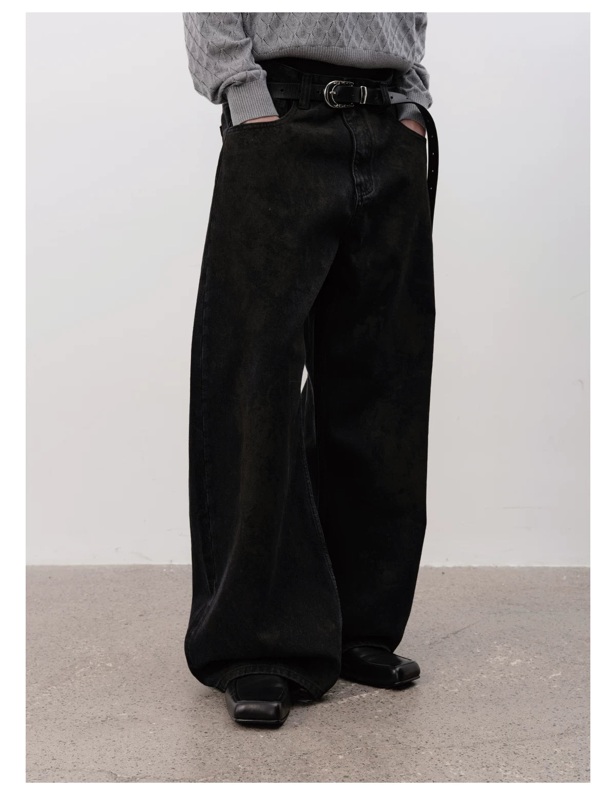 Washed Black Ultra Wide-Leg Puddle Jeans