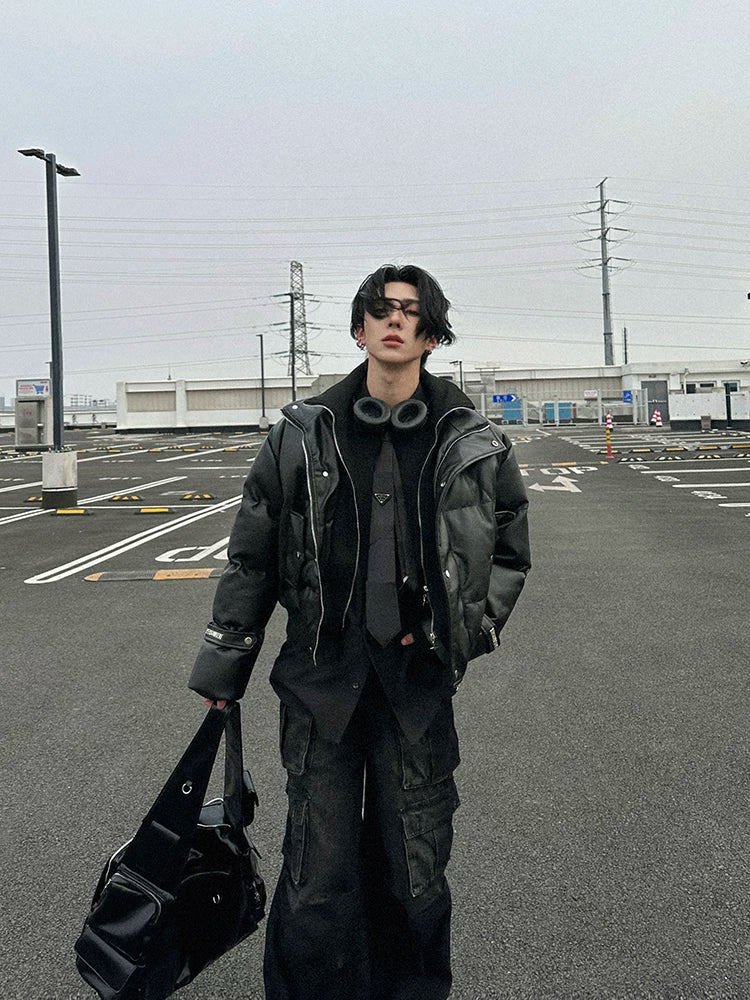 Nightcore Aegis Padded Leather Puffer Jacket