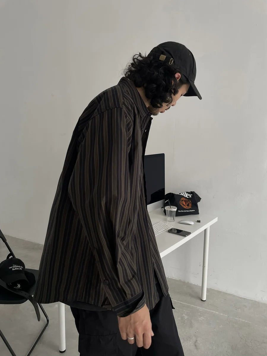 Relaxed Fit Striped Shirt - chiclara