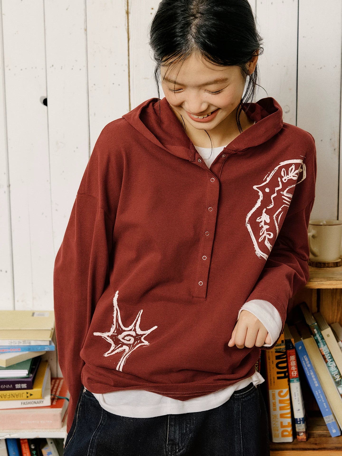 Graphic Embroidered Oversized Polo Shirt
