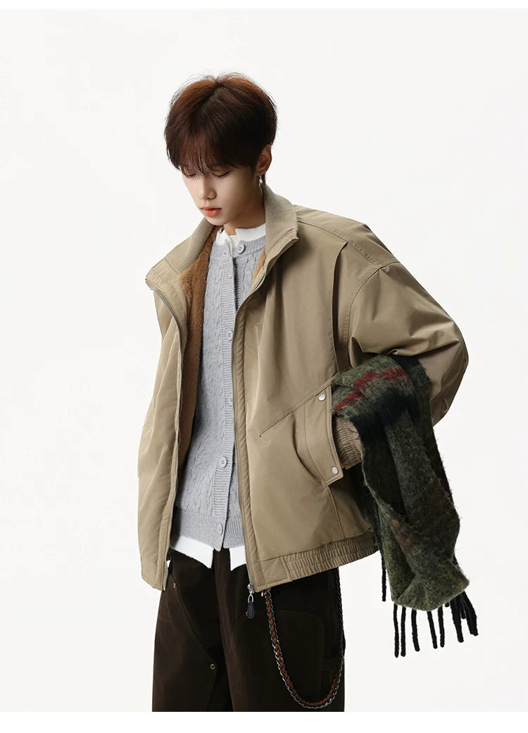 Sandstone Stand‑Collar Puffer Jacket