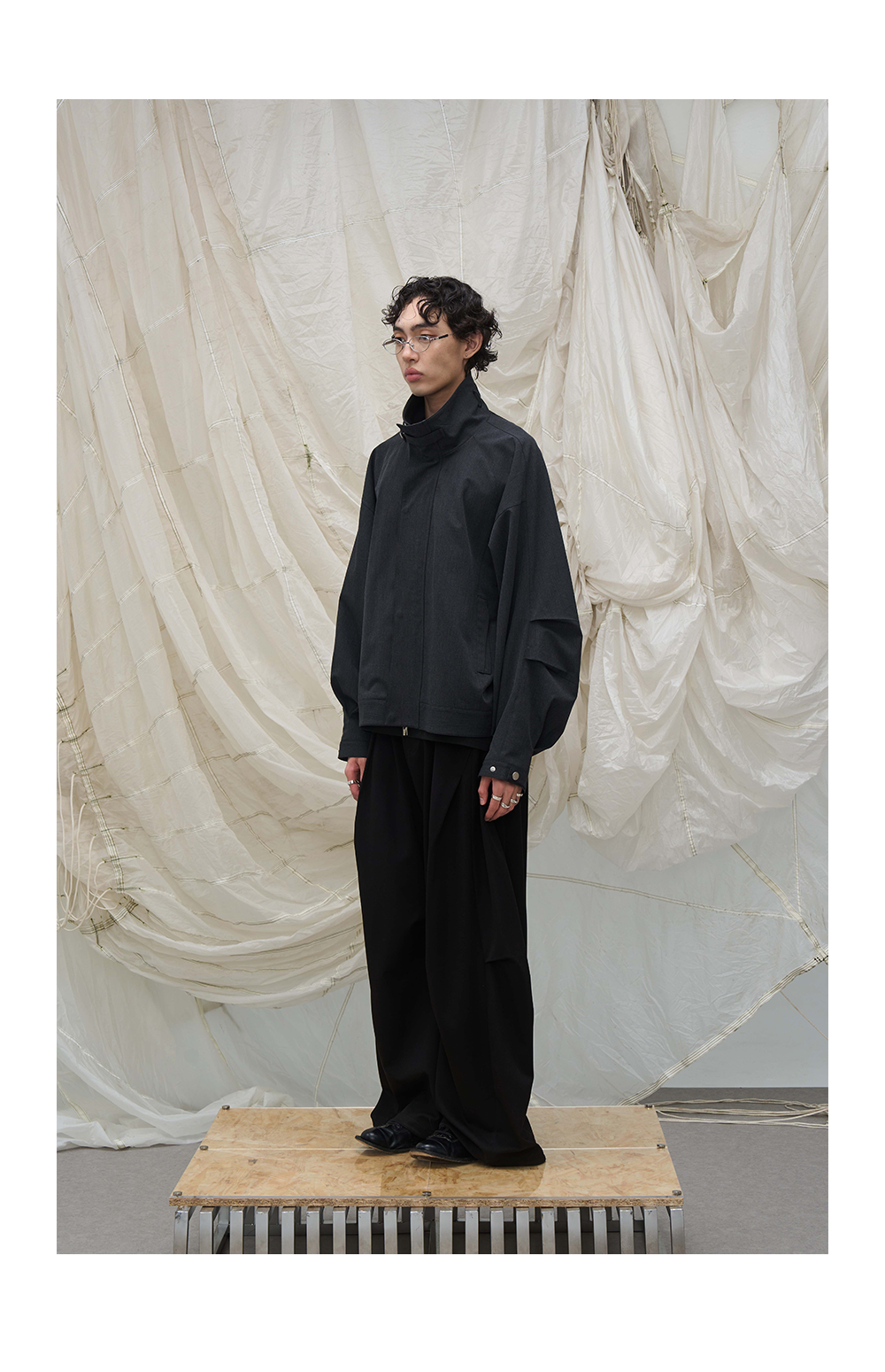 High Collar Oversized Bomber Jacket