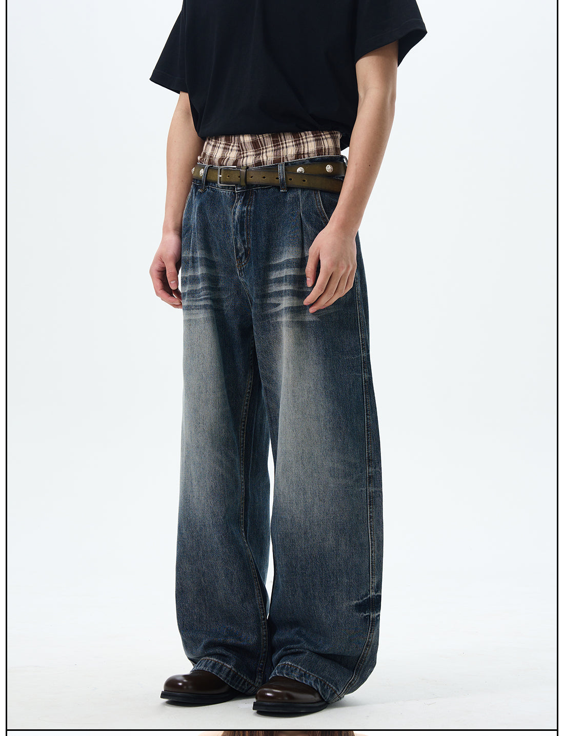 Vintage Wide-Leg Dark Denim Jeans