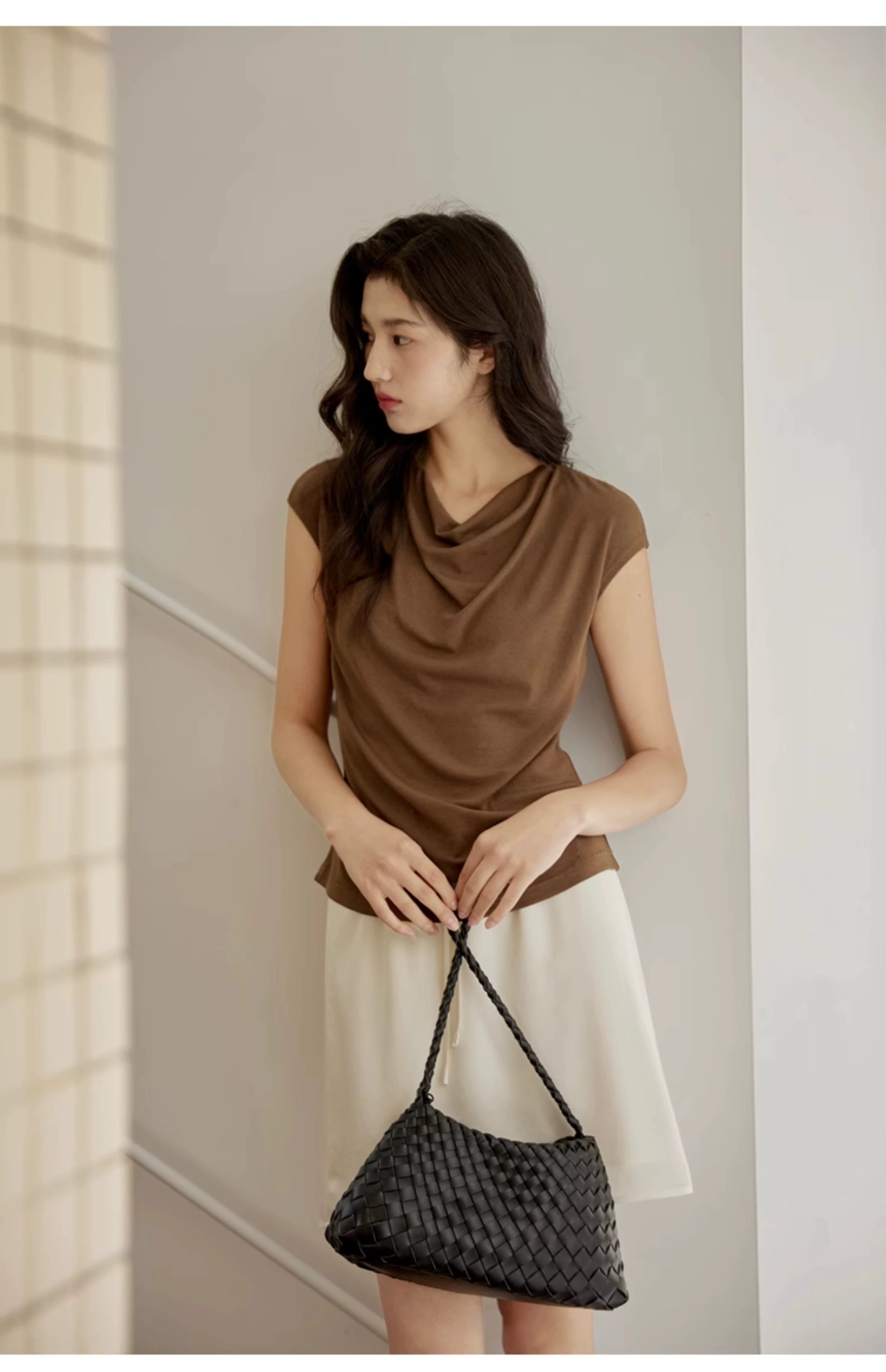 Cowl Neck Cap Sleeve Top