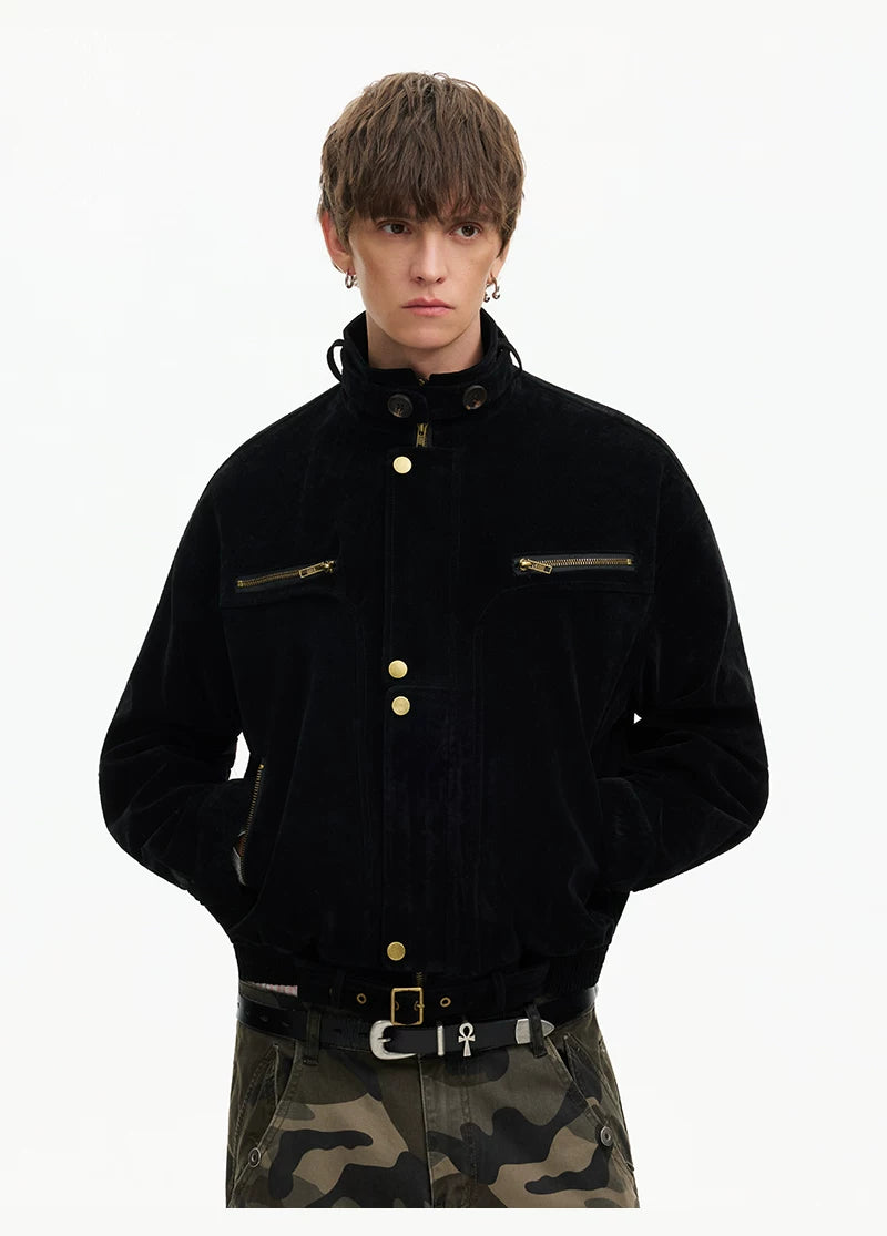 Midnight Garrison Velvet Utility Jacket