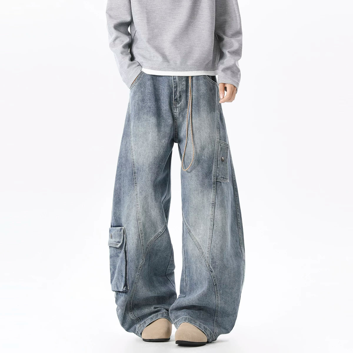 Harbor Drift Ultra‑Wide Cargo Jeans