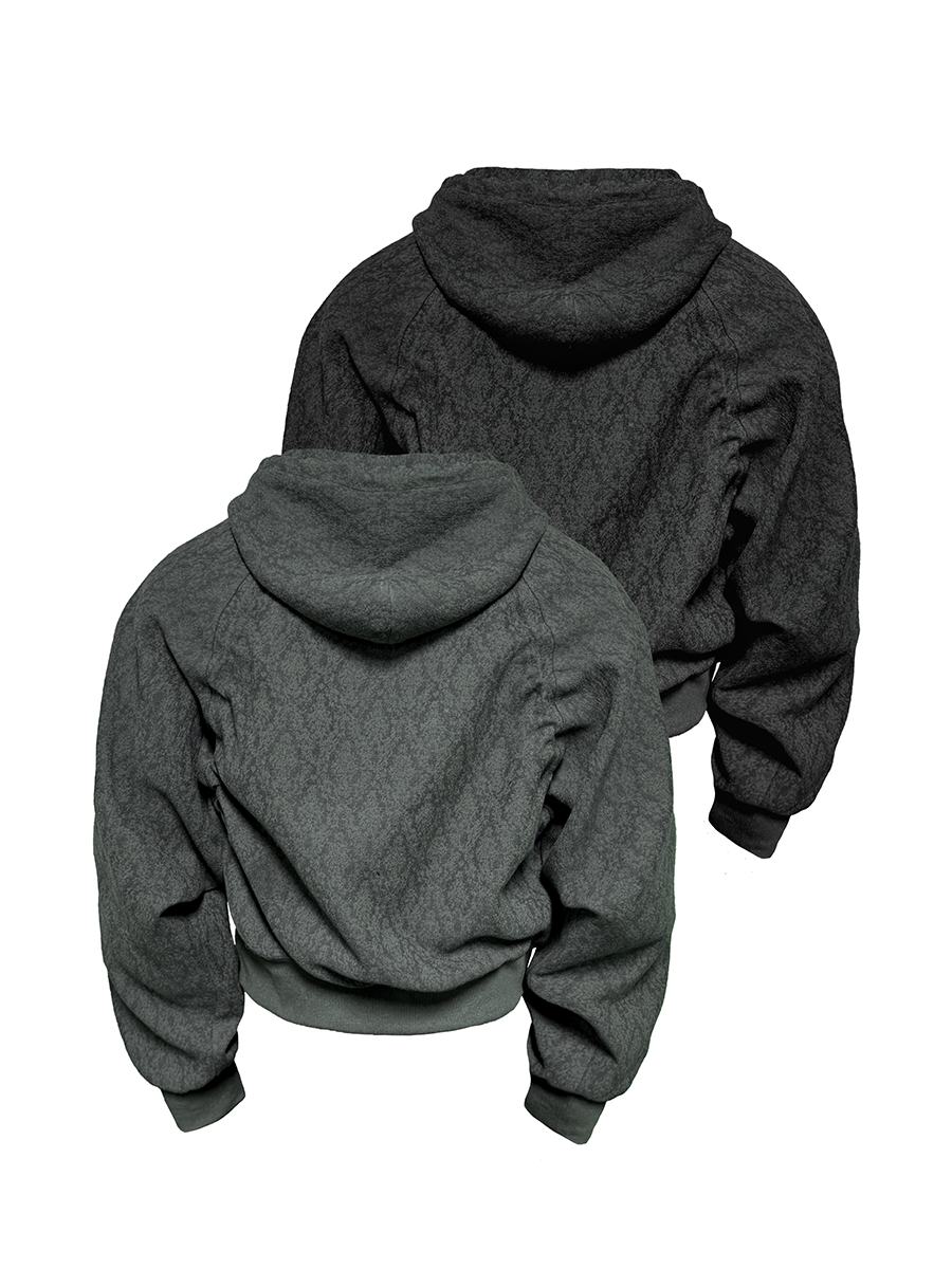 Charcoal Tonal-Jacquard Zip Hoodie